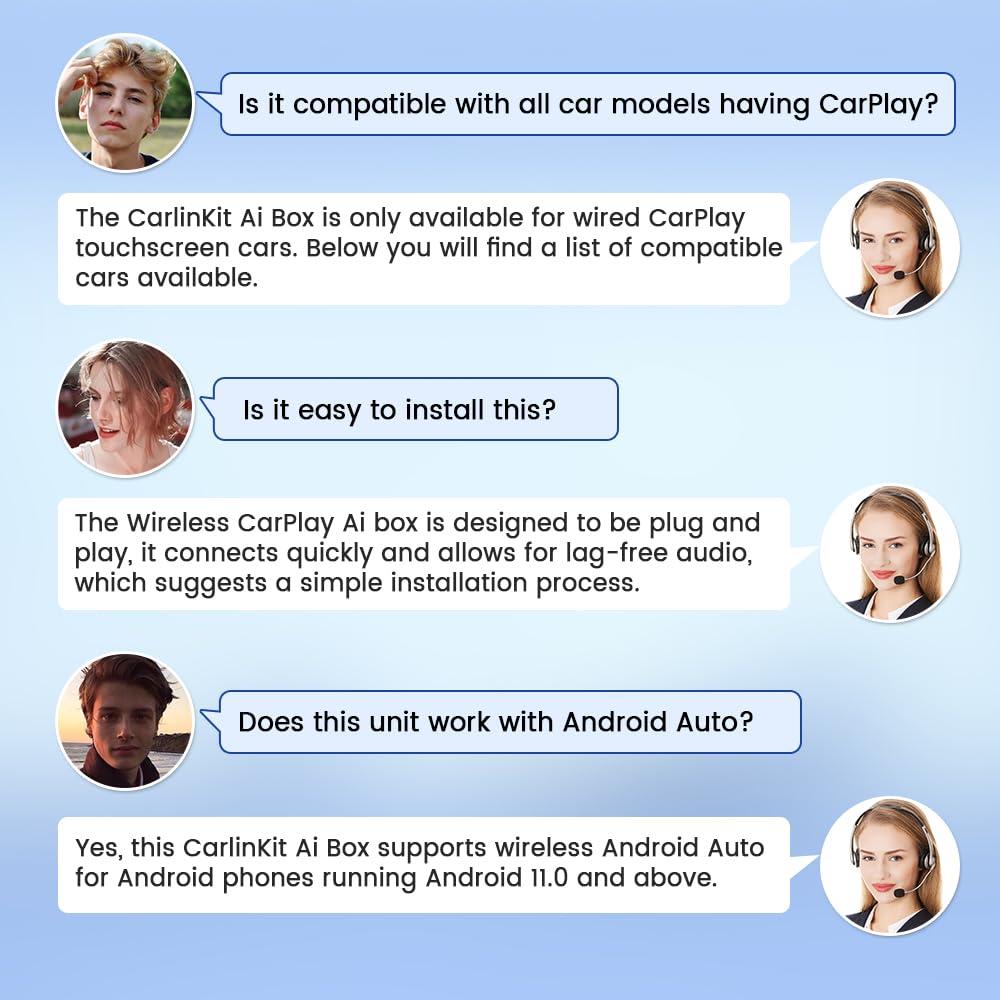 Carlinkit CarlinKit CarPlay Box Streaming Device for Car YouTube, TikTok, Netflix CarPlay Adapter | Convert Wired to Wireless CarPlay & Android Auto | Android 13.0, 8-Core, 8GB+128GB, SM6225, Blue