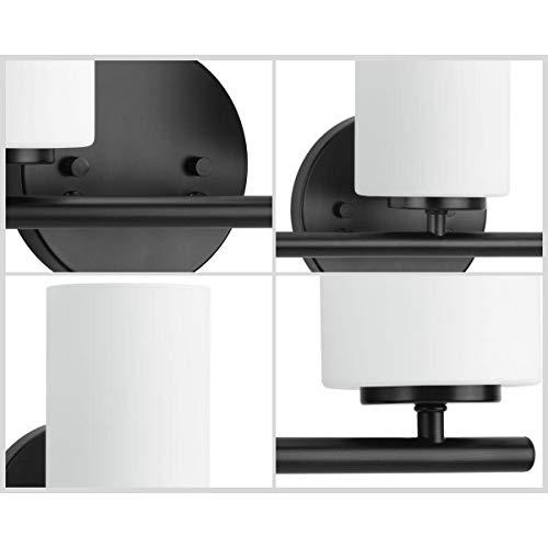 Progress Lighting Replay Collection 3-Light Etched Glass Modern Bath Vanity Light Textured Black