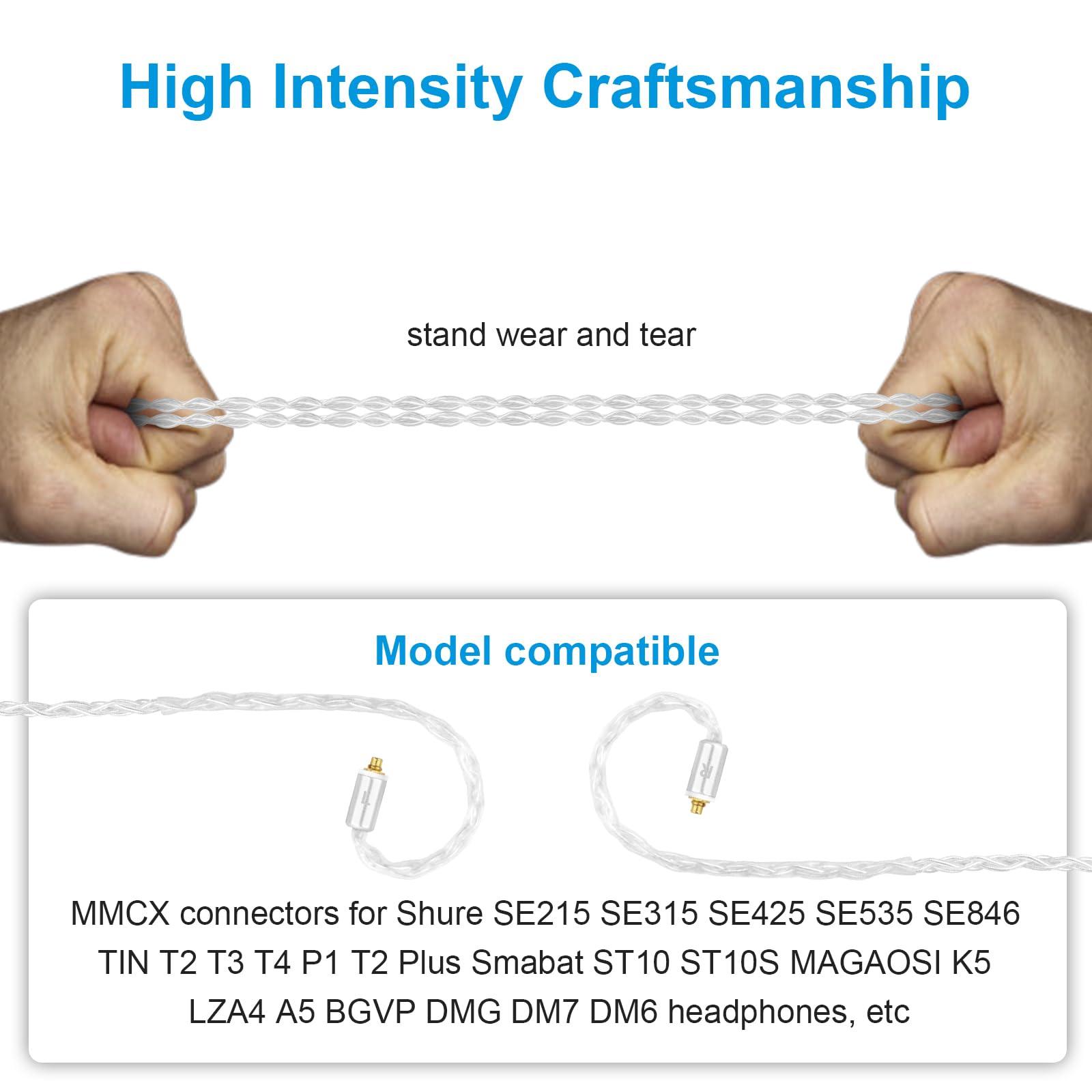 Zosvoses SE215 Cable with Mic Compatible with Shure SE215 SE315 SE425 SE535 SE846 UE900 Earphone, MMCX Cable 3.5mm, 4ft