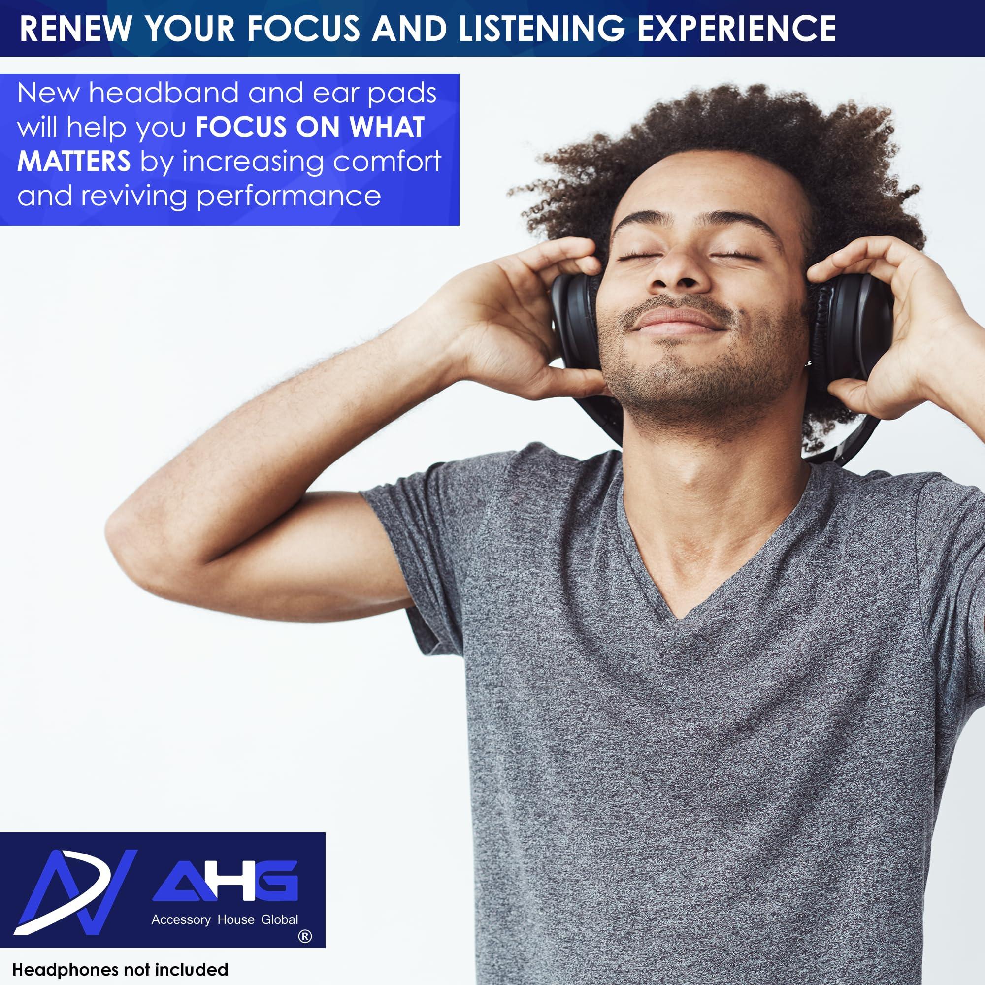 AHG Accessory House Global AHG Premium HD 8XX / HD 800S / HD 800 Ear Pads Cushions and Headband Compatible with Sennheiser HD800 / Sennheiser HD800S and Drop HD 8XX Headphones. Perforated Sheepskin/High-Density Foam/Durable