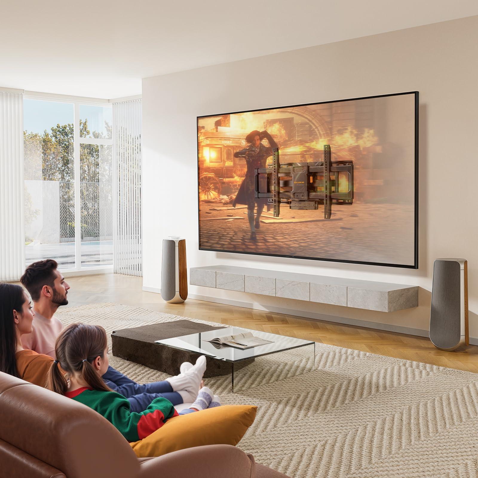 Perlegear Perlegear Full Motion TV Wall Mount with Power Strip for 4290 Inch TVs up to 150 lbs, Pre-Assembled TV Mount Has Smooth Swivel, Tilt, Extension, Max VESA 600x400mm, 12/16/24 Wood Studs, PGLF11