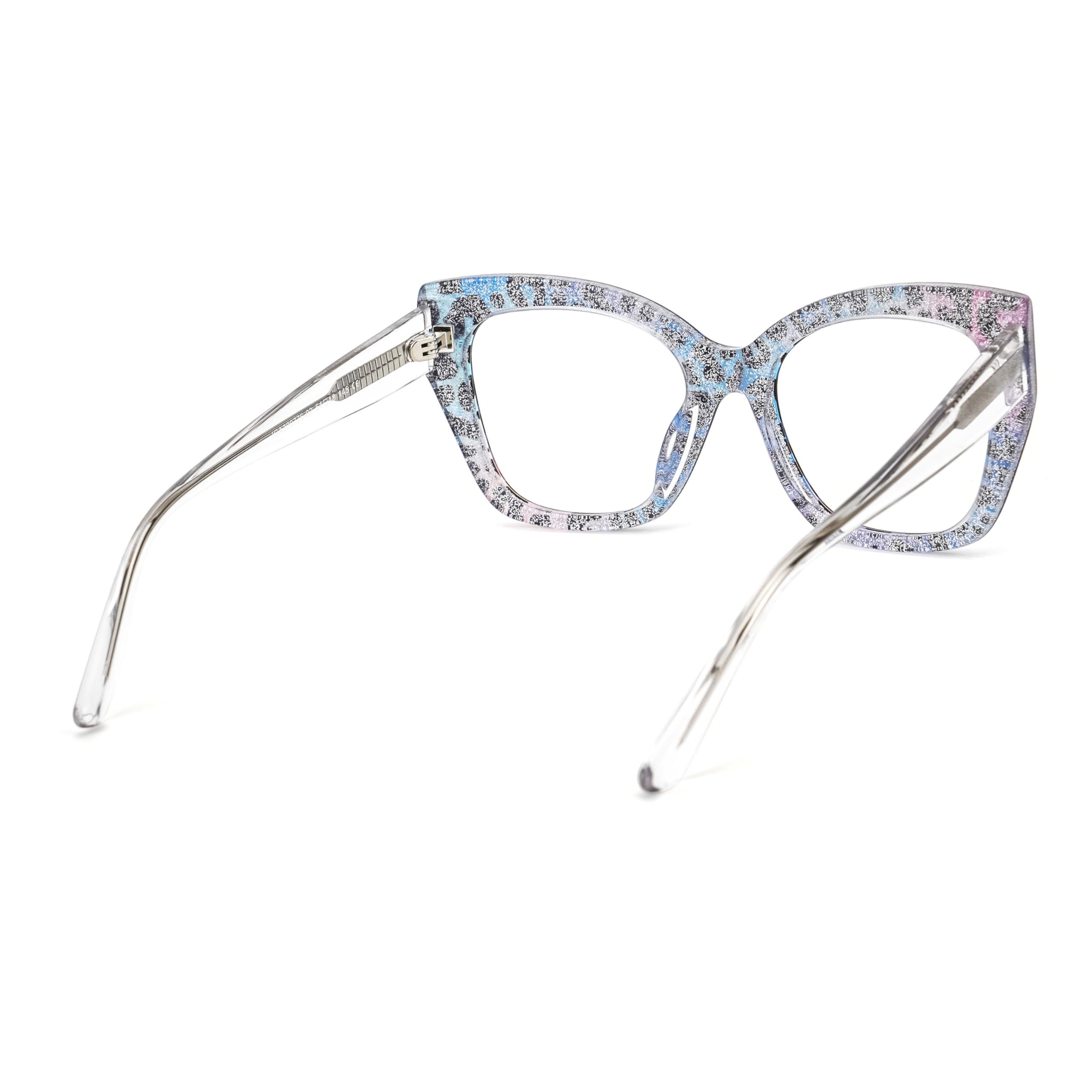 VOOGLAM VOOGLAM Square Women's Non-Prescription Glasses with HD Clear Lenses in Multicolor Leopard Acetate Frame