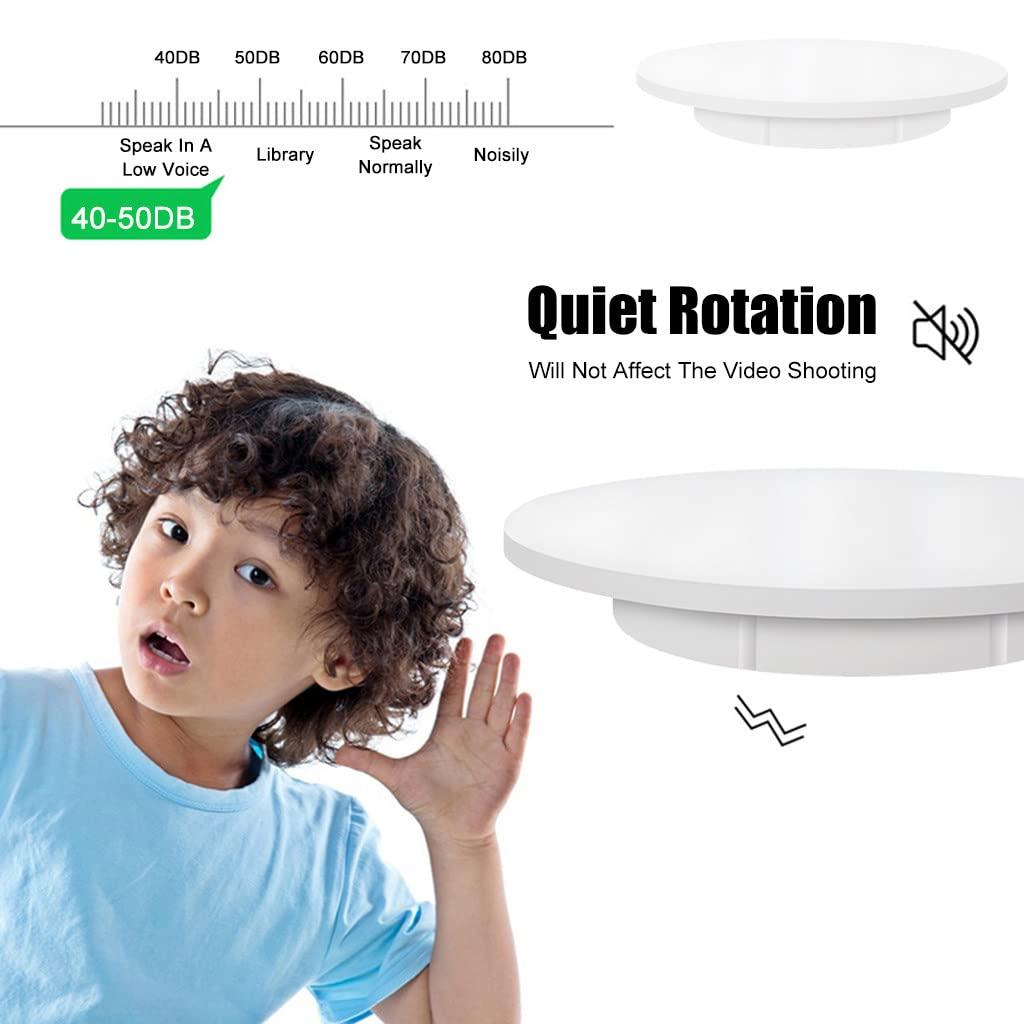 FONOBO FONOBO Electric Rotating Turntable for Photography, 360 Motorized Rotating Stand Display with 5 PVC Backgrounds for Live Video,White