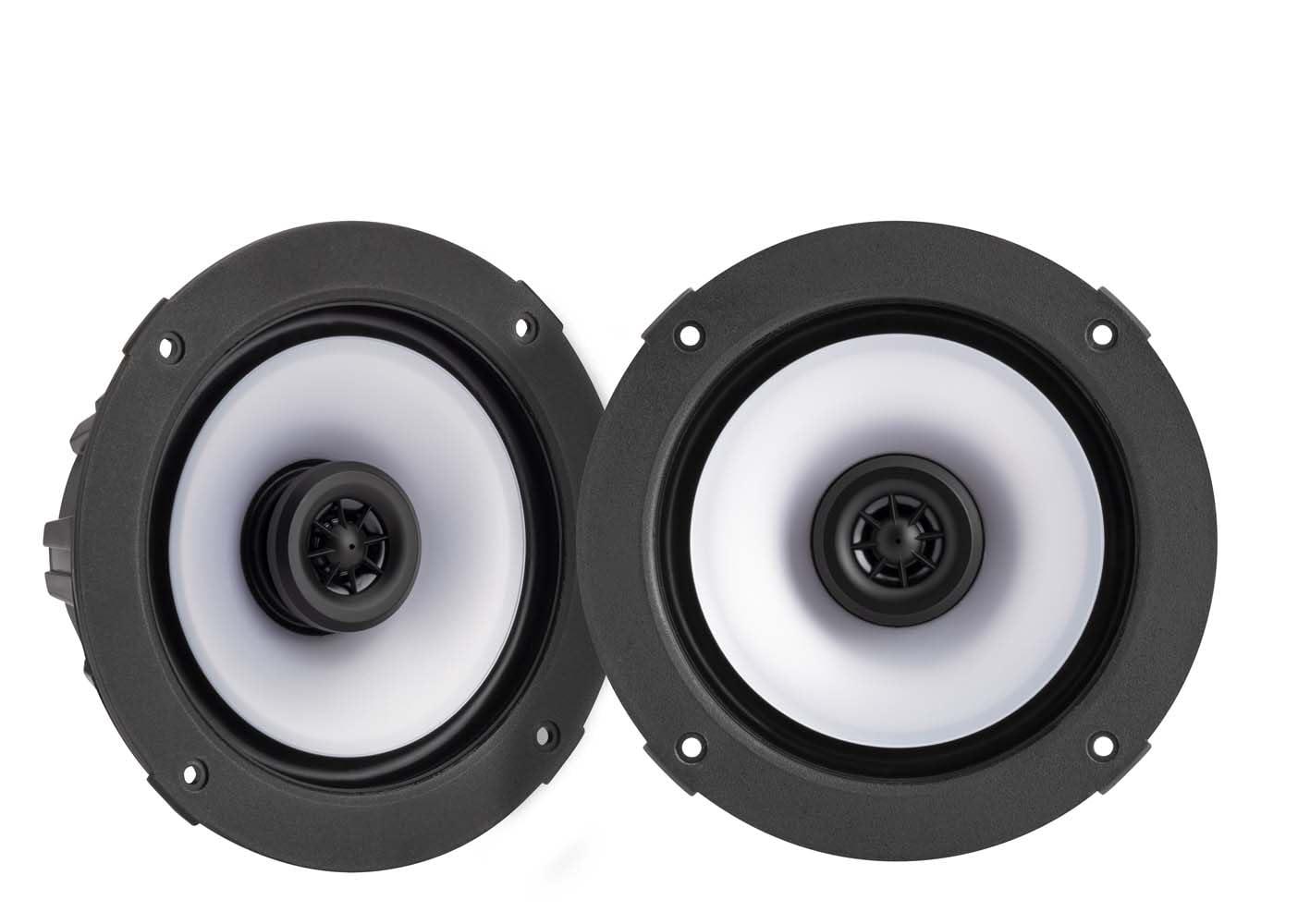 Audiosavings Audiosavings Bundle: (4) Kicker 51KM614FL 6.5" Thin Mount 60w Marine Boat Speakers w/RGB LED KM614FL (4 Items)