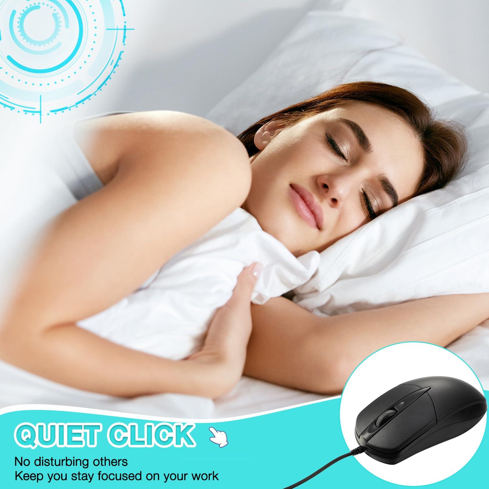 Kathfly Kathfly 50 Pcs Black Wired USB Computer Mouse Bulk 1000 DPI 3 Button Corded Mouse with Home Office Noiseless Simple USB for Computer Laptop Desktop PC