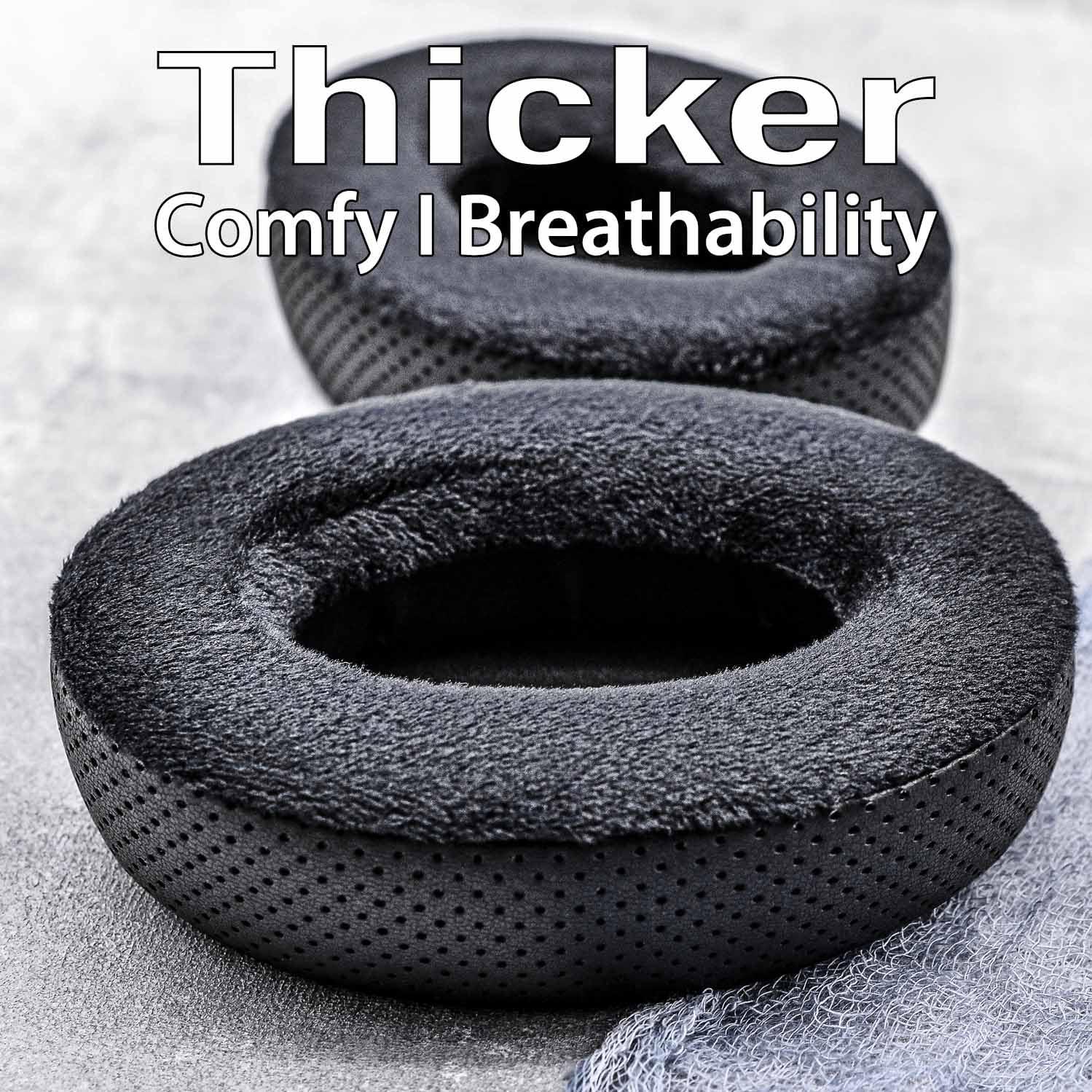 TRANSTEK Earpads for PC38X, PC37X, HD560S, HD599, HD598/SE/CS/SR, HD595 Headphones by TRANSTEK - Thicker Memory Foam I Deeper Inner Hole (Hybrid Velour)