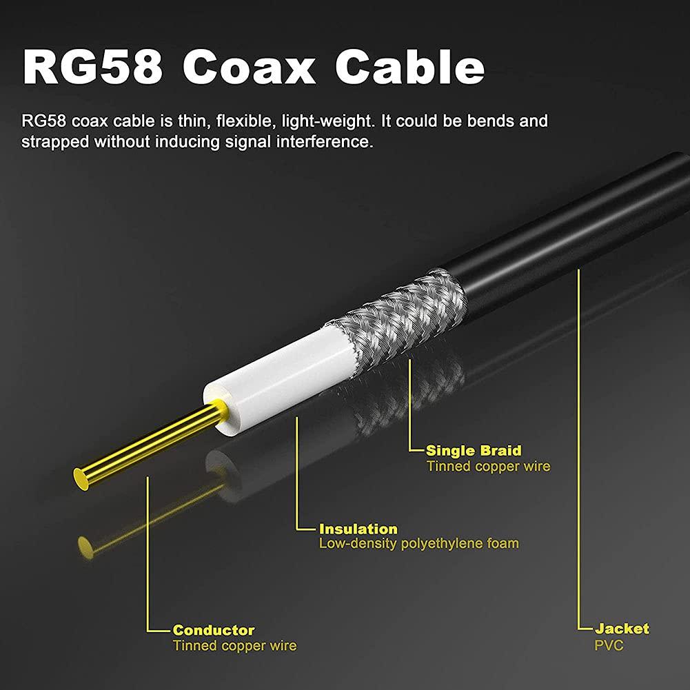 onelinkmore Low-Loss Coaxial Extension Cable 15-Meter(49.2 Ft) RG58 SMA Female to SMA Male WiFi Extension RF Connector and Two-Way Radio Applications Pure Copper Coax Cables 50 ohm RF Antenna Lead Extender