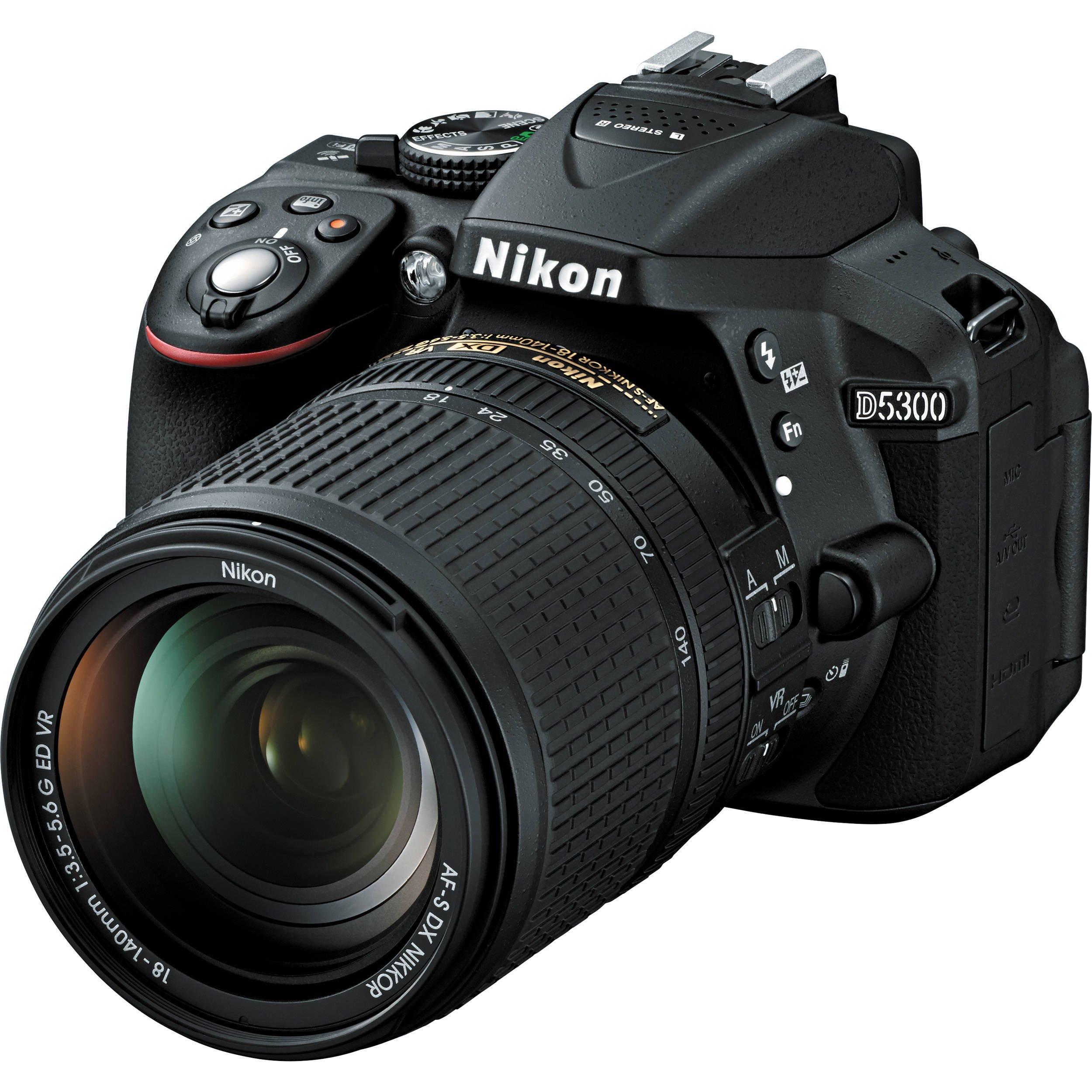 Nikon Nikon D5300 24.2 MP CMOS Digital SLR Camera with 18-140mm f/3.5-5.6G ED VR Auto Focus-S DX NIKKOR Zoom Lens (Black)