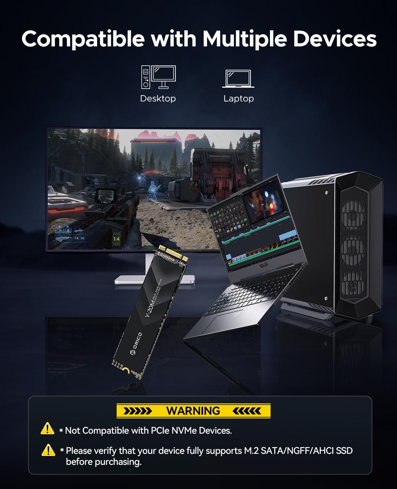 ORICO ORICO M.2 2280 SATA SSD, 512GB Internal M.2 SSD with B+M Key for Desktop/Laptop, SATA III 6Gbps NGFF Solid State Drive Low Power Consumption with 3-Year After Sale Service - Y20M