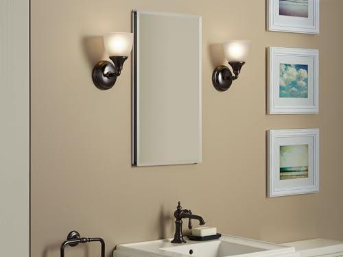 Kohler KOHLER K-CB-CLC1526FS Beveled Medicine Cabinet with Mirror Door & Adjustable Shelves, Rectangular Beveled Edge Frame, 15\" x 26\"