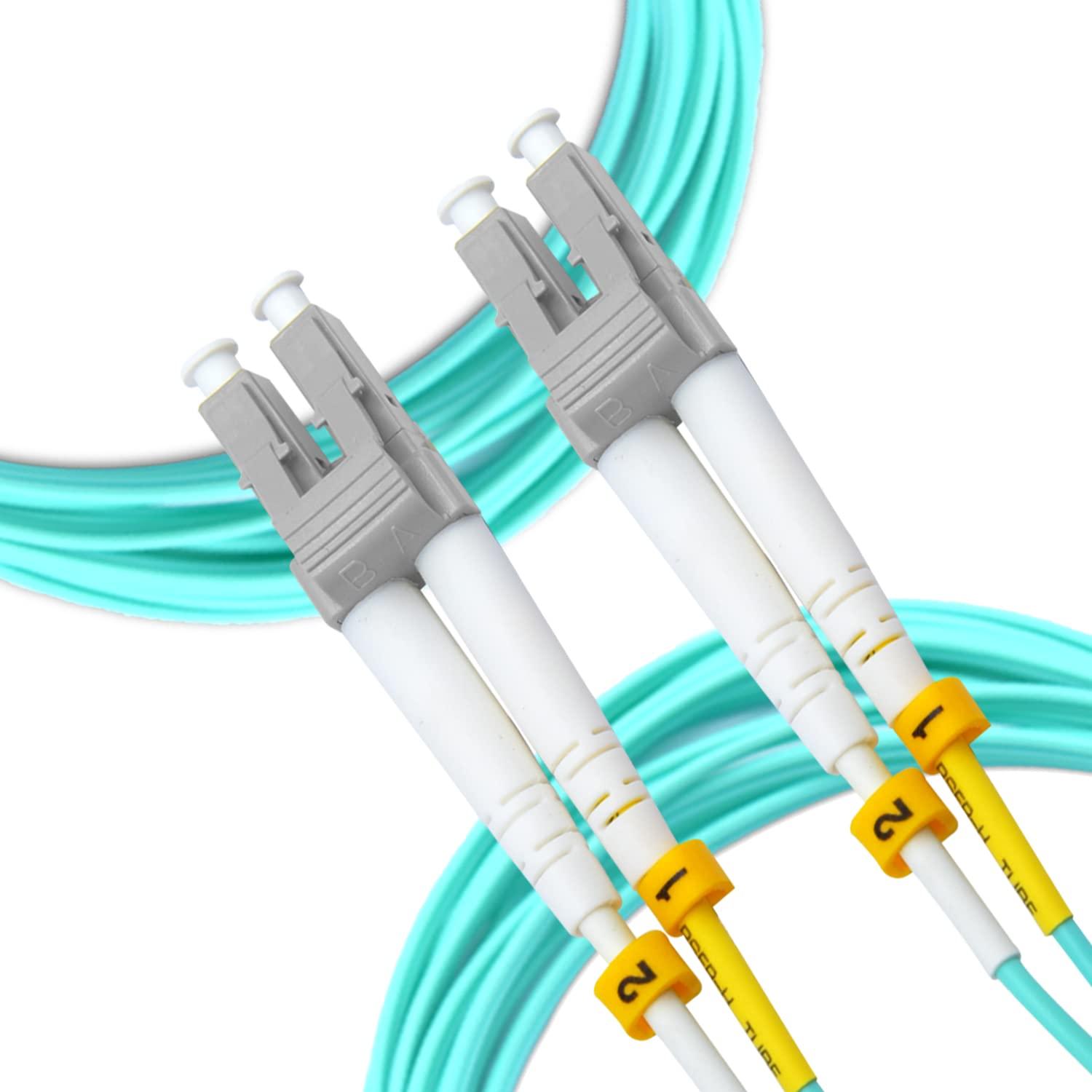 NewYork Cables NewYork Cables Fiber Patch Cable | LC to LC Multimode Duplex OM4 50/125 Jumper Cord | 15M (49.2ft) 40gb Fiber Optic Cable (Aqua)
