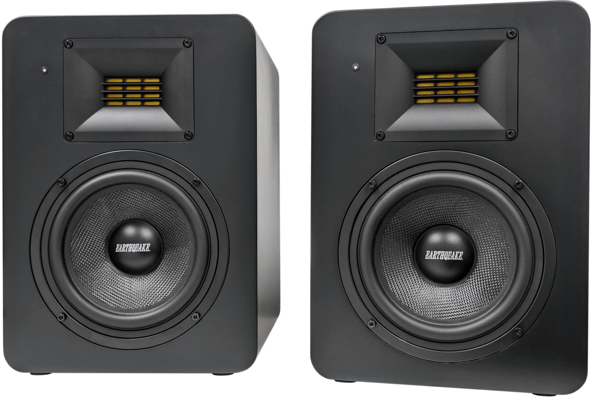 EARTHQUAKE EARTHQUAKE SM6BT 6.5-inch Professional Studio Monitor Speaker Pair with 2-inch Ribbon Tweeter and Bluetooth Wireless v5.3 for Music Production and Mixing, 130W 2-Way, Matte Black
