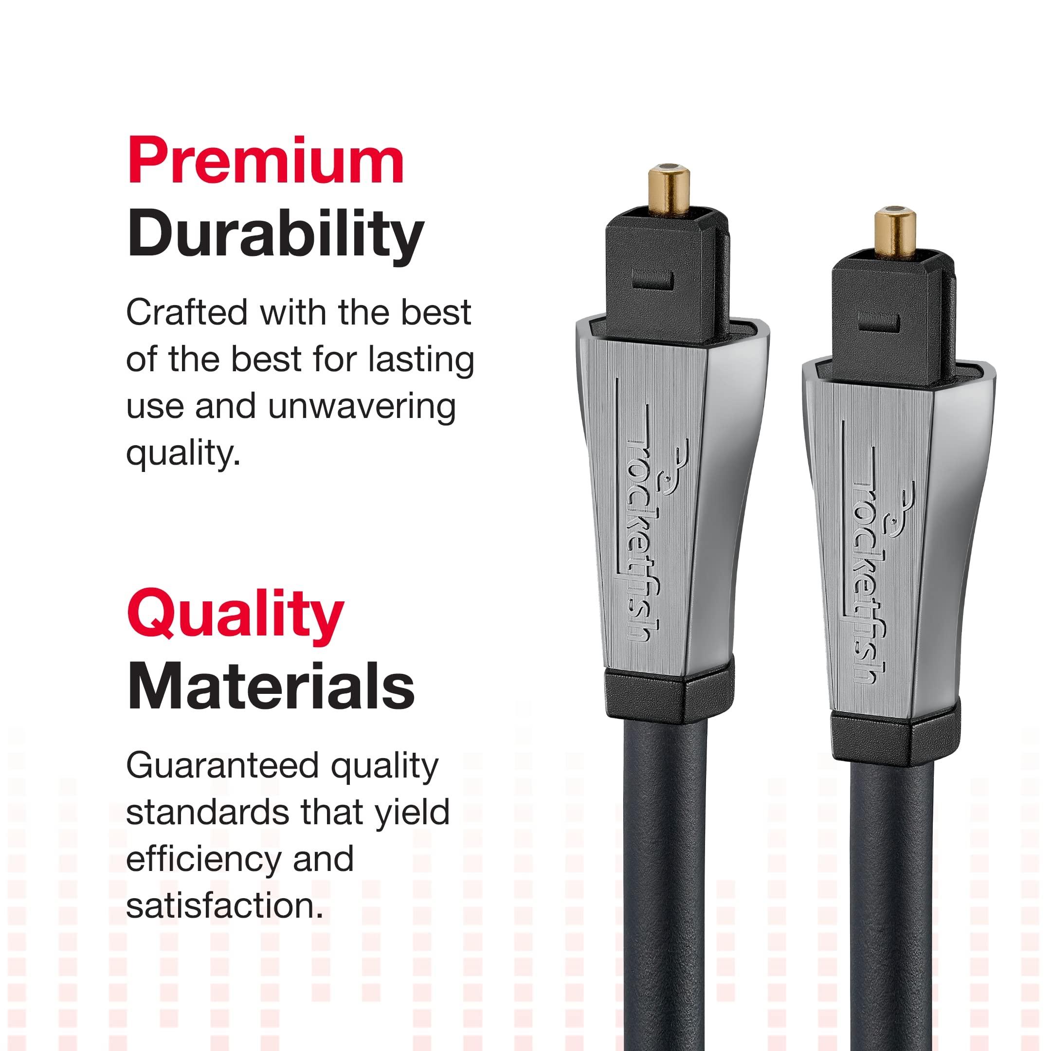 Rocketfish Rocketfish Toslink Optical Audio Cable - Fiber Optic Audio Cable for Home Theater & Sound System - Durable Cable Cord for Quality Audio - Black Optical Cable for TV & Soundbar - 12'
