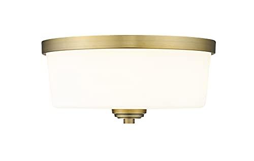 Z-Lite Z-Lite 220F3 Arlington 3 Light Flushmount Ceiling Fixture with Matte Opal Shade, Bronze