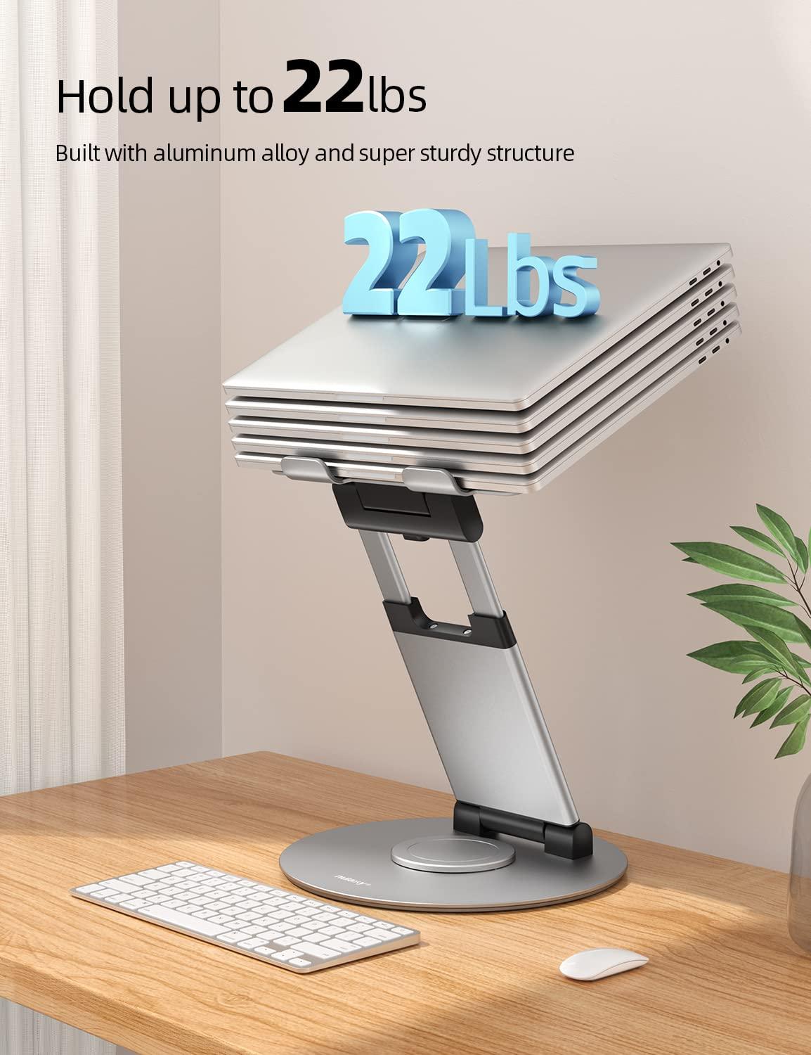 Nulaxy Nulaxy Telescopic 360 Rotating Laptop Stand for Desk Adjustable Height Swivel Pull Out Design Ergonomic Laptop Riser Fits All 10-17" Laptops Computer MacBook, Silver