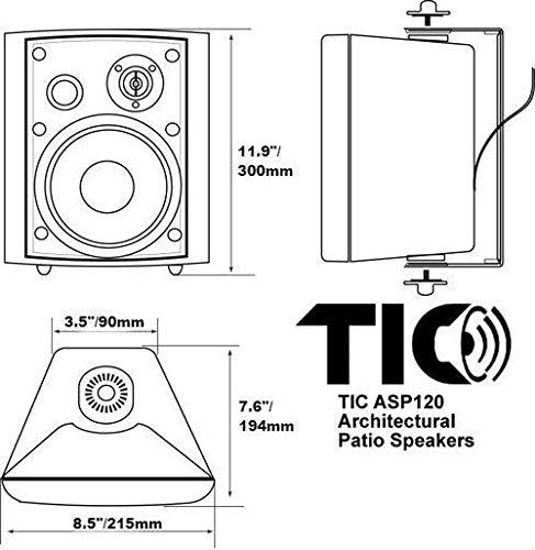 TIC TIC ASP120-6.5\" Outdoor Weather-Resistant Patio Speakers with 70v Switch (Pair)
