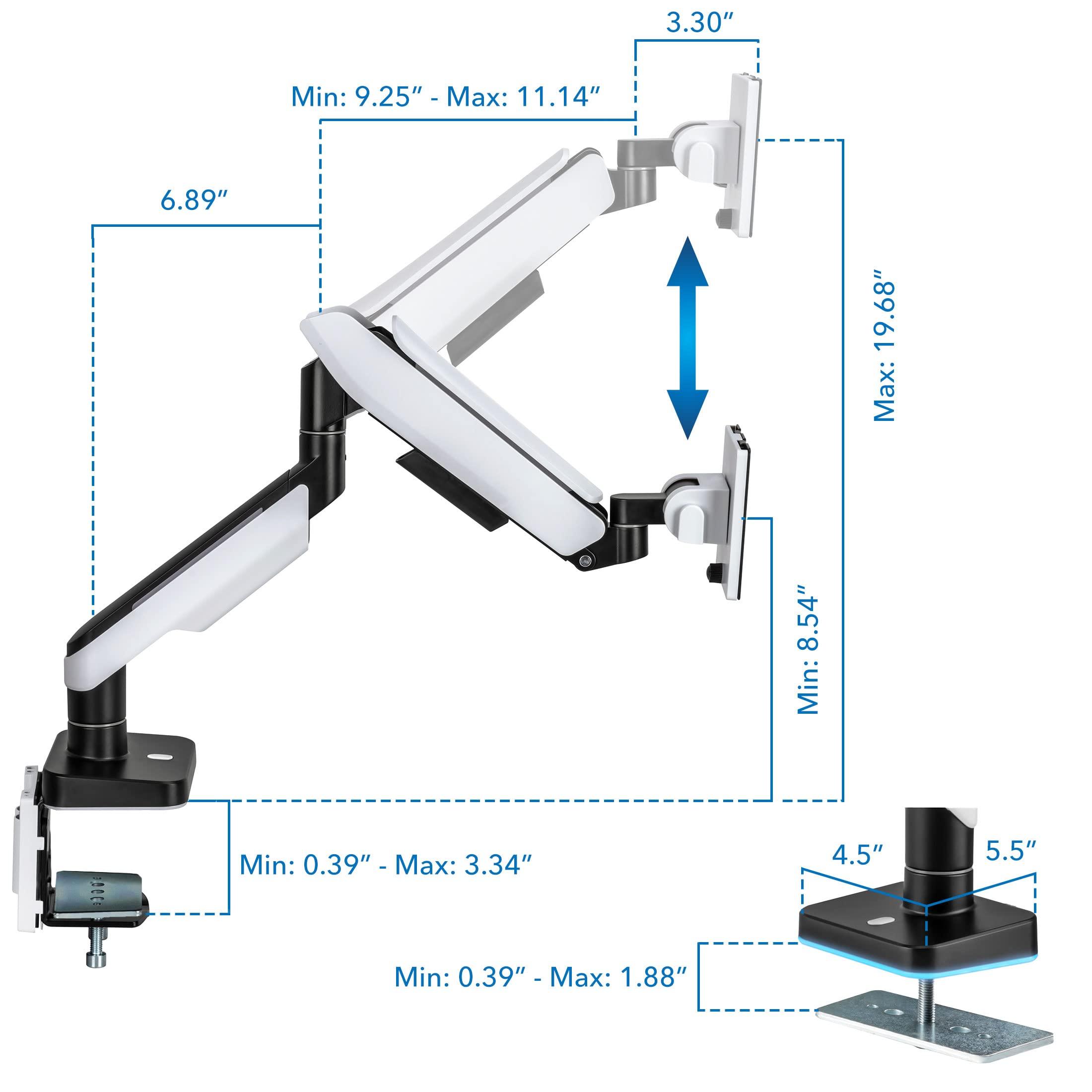 Mount-It! Mount-It! Heavy-Duty Ultrawide Monitor Arm up to 49" / 44 lb for Samsung Odyssey G9, 75x75 and 100x100 VESA Desk Mount for Widescreen Curved Monitors, Gas Spring, RGB Lights, Clamp and Grommet