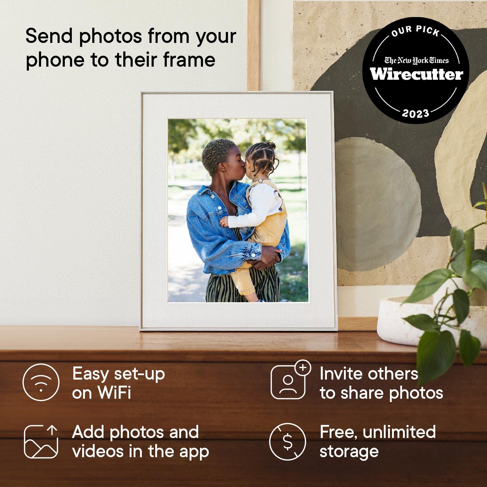 AURA Aura Walden 15\" WiFi Digital Picture Frame | Wirecutter\'s Best Digital Frame for Gifting | Send Photos from Your Phone | Quick, Easy Setup in Aura App | Free Unlimited Storage | White Clay