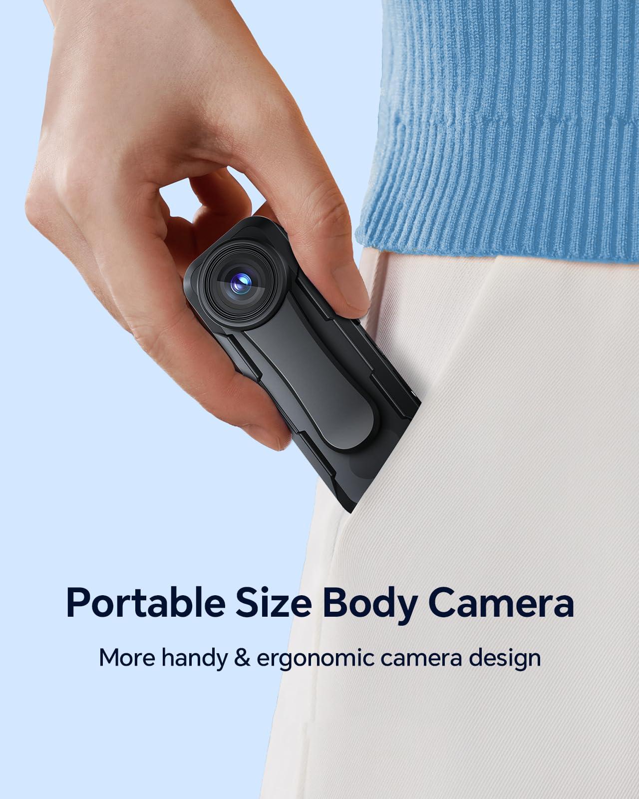 BOBLOV BOBLOV W1 1080P 64GB Body Camera, Wearable Camera Support 90 Minutes with Loop Recording, Easy to Use and Take for Traveling, Walking, Law Enforcement and Outdoors Activities