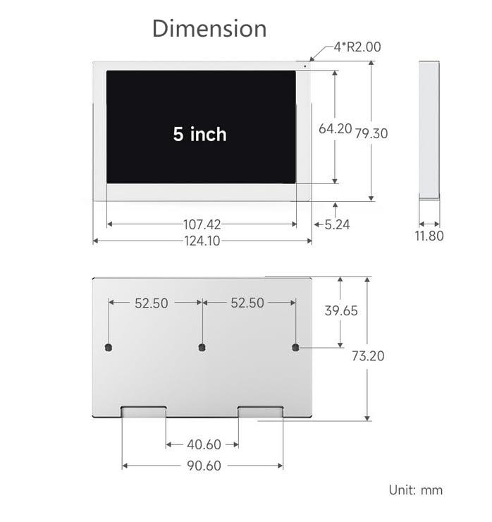 waveshare waveshare 5inch USB Monitor IPS Panel 800x480 Resolution, PC Case Secondary Screen/Desktop RGB Ambient Screen Supports Music Spectrum Analysis Function CNC Metal Case Type-C Interface, Silver