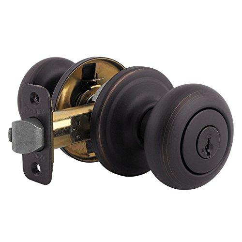 Kwikset Kwikset Juno Entry Door Knob with Lock and Key, Secure Keyed Handle Exterior, Front Entrance and Bedroom, Venetian Bronze, Pick Resistant SmartKey Rekey Security and Microban