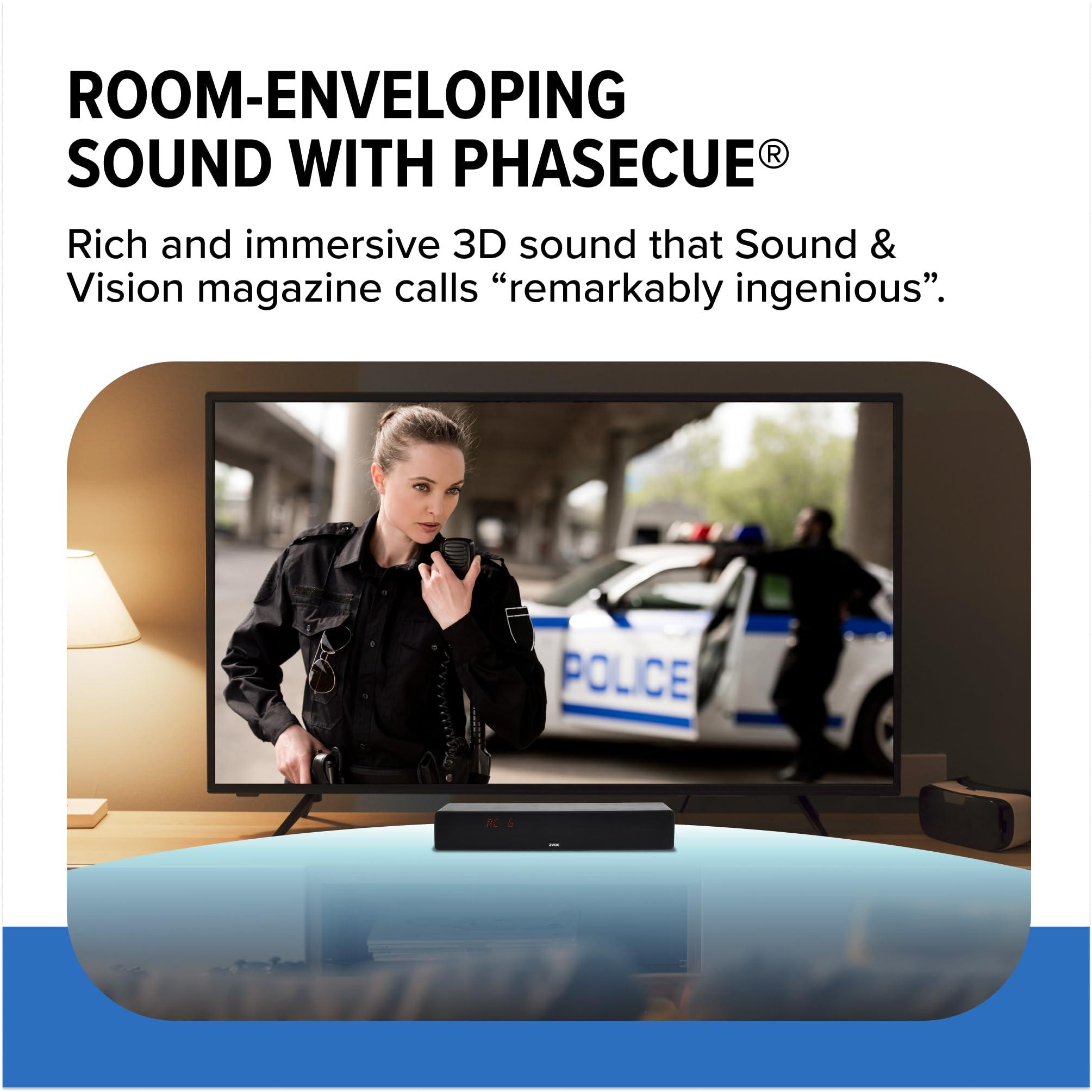 ZVOX ZVOX AccuVoice AV157 Dialogue Clarifying Soundbar - Patented Hearing Technology with Voice Boost, Ultimate Low-Profile TV Speakers Soundbar, Perfect for Home Theater and Smart TV - Espresso