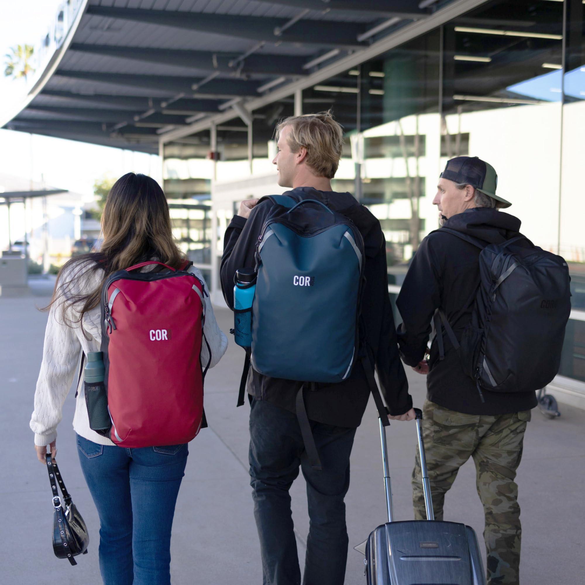 COR Surf COR Surf Travel Backpack Carry On Laptop Backpack with Secret Passport Pockets | Daypack Business Weekender Luggage Backpack for Men and Women | The Island Hopper (40L, Army Green)