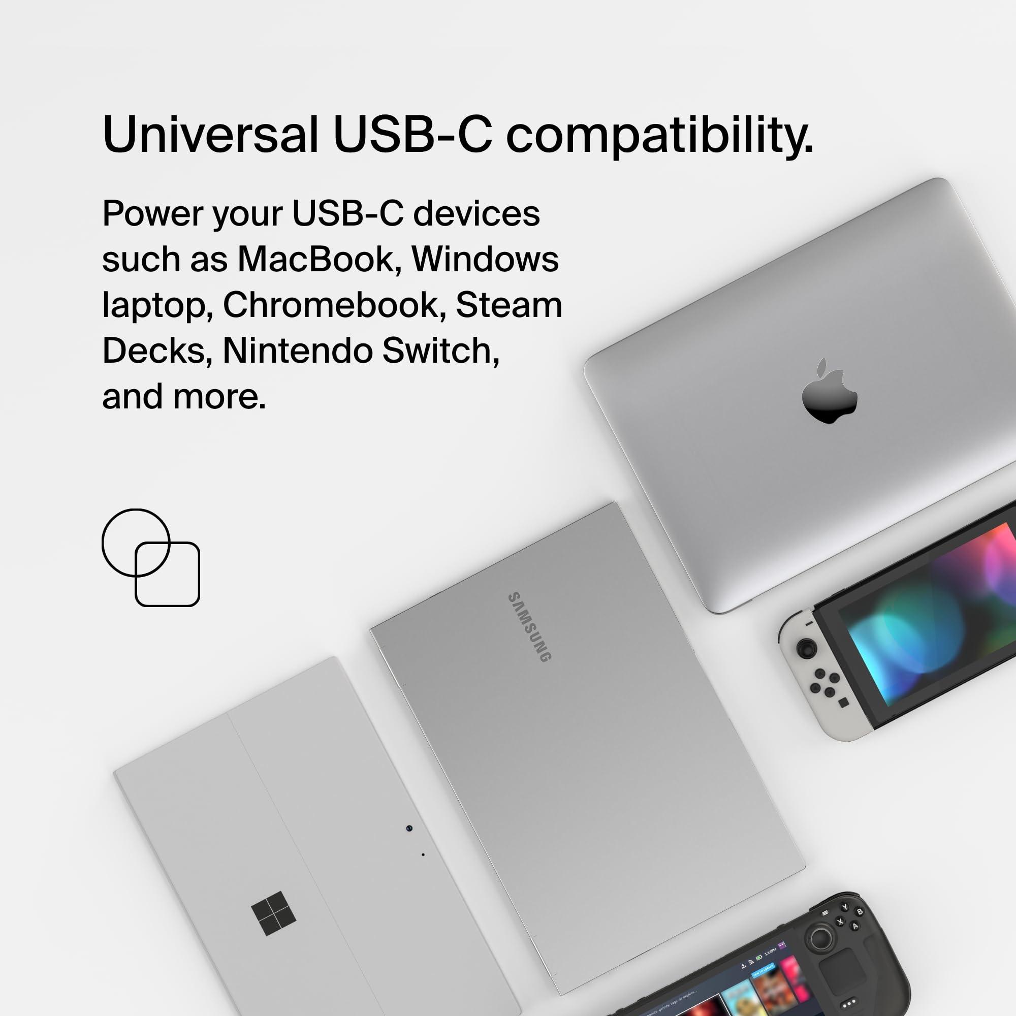 Belkin Belkin Connect 100W USB-C Core GaN Power Adapter, Fast-Charging Adapter w/Universal USB-C Compatibility, 100W Power Delivery, 8ft Power Cable for Gaming, MacBook Pro, PC Laptops, and Chromebook