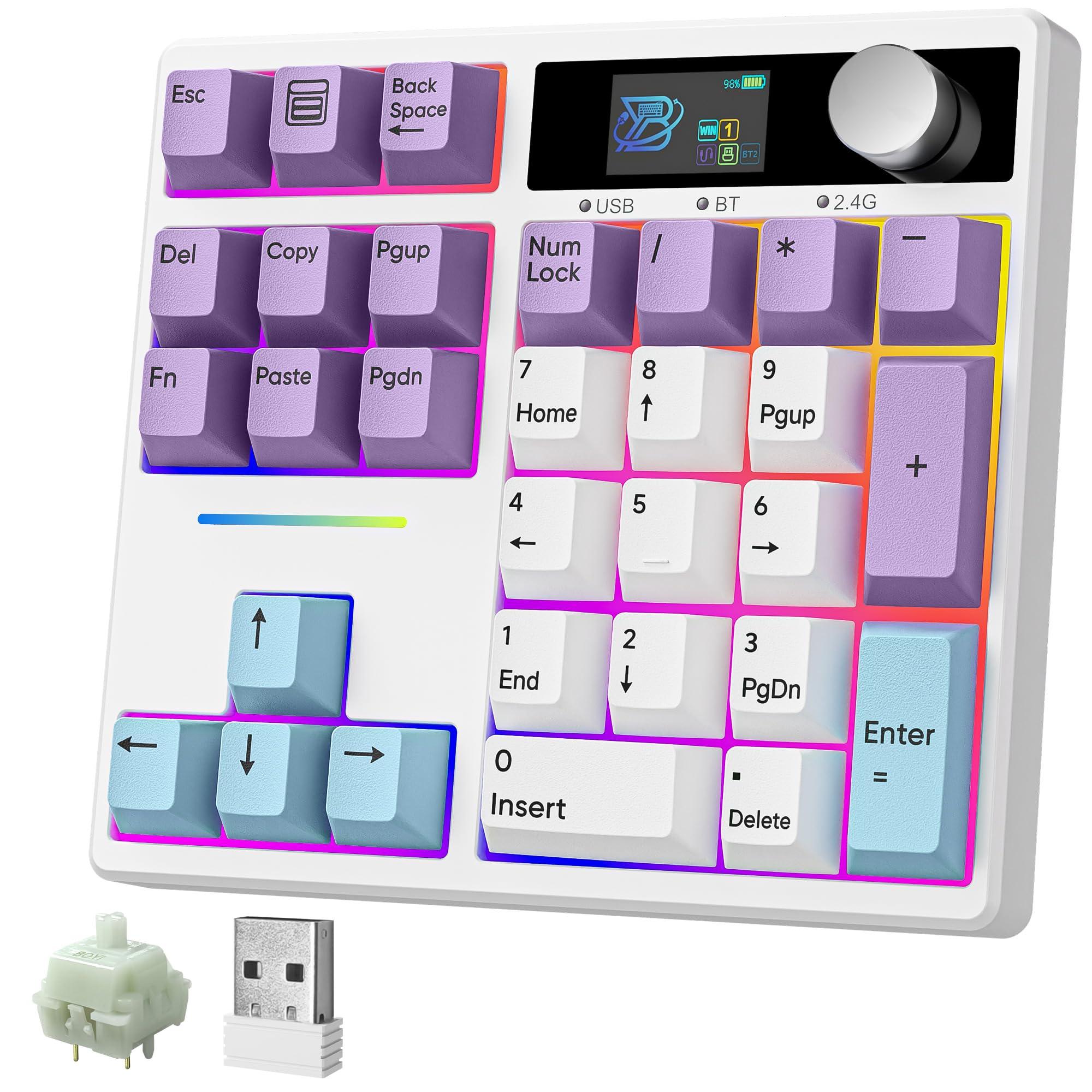 BOYI BOYI 66Pro 65% Mechanical Keyboard+31 Numpad+Matcha Keycaps with Screen Comb,Compact Gaming Keyboard for Win&Mac