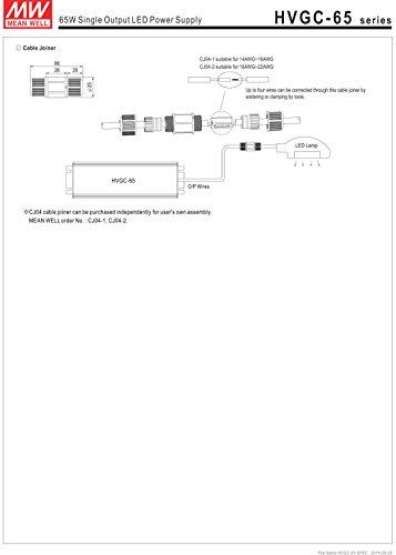 MEAN WELL HVGC-65-350B AC/DC Power Supply Single-OUT 18V to 186V 0.35A 65.1W 7-Pin