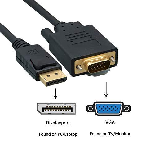 Custom Cable Connection 15 Foot DisplayPort to VGA Male to Male HD, 1080P Black Display Cable by Custom Cable Connection