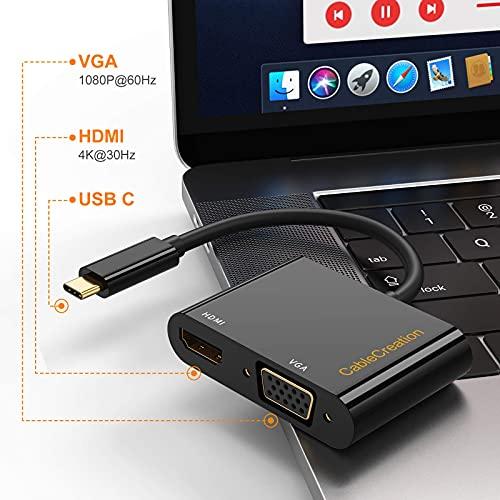 dockteck USB C Hub Multiport Adapter,Dockteck 7-in-1 USB-C Hub with 4K 60Hz HDMI with USB C to HDMI VGA Adapter, CableCreation USB Type C to Dual VGA HDMI Splitter Converter