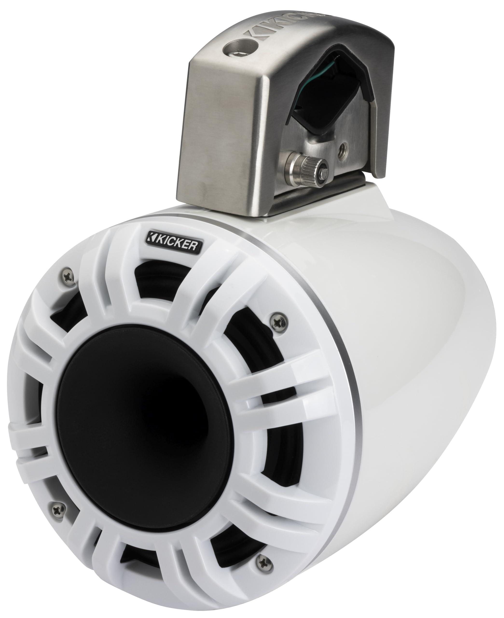 KICKER Kicker 51KMTCXL65W 6.5" RGB LED Horn Loaded Compression Driver Marine Tower Speakers, Pair, White