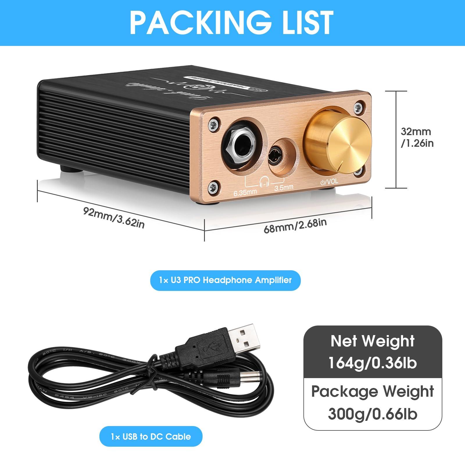 Douk Audio Douk Audio U3 PRO HiFi Mini Class A Headphone Amplifier High-Power Desktop Amp for 18-600 Headphones, 1500mW Output, 3.5mm & 6.35mm Jacks, DC 5V