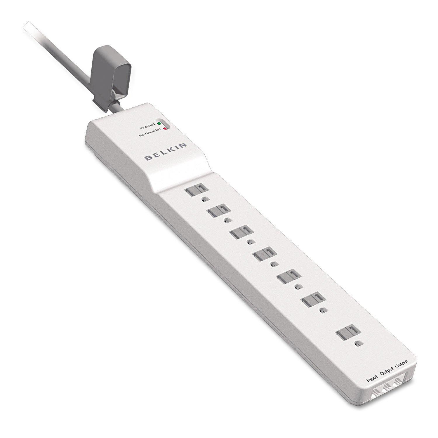Belkin Belkin Power Strip, Belkin Surge Protector with 7 AC Multiple Outlets, 6 ft Long Heavy Duty Extension Cord for Home, Office, Travel, Laptop, Computer Desktop & Phone Charger - White (2320 Joules), 6\'