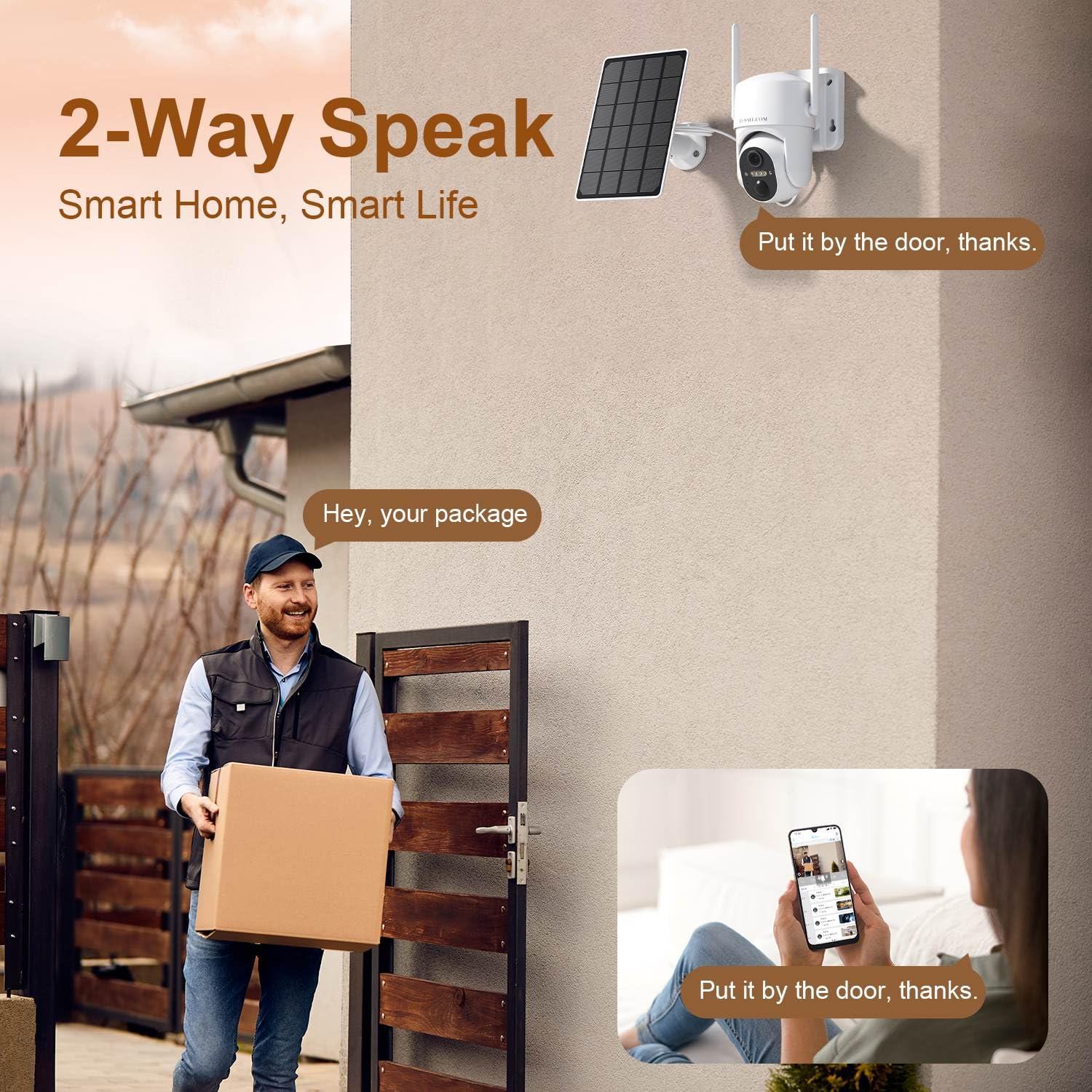 HOSAFE.COM Security Cameras Wireless Outdoor, WIFI Cameras for Home Security, Wireless Outdoor Security Camera Solar Powered, 360 Camera with PTZ, PIR Sensor, 2K HD Color Night Vision, SD/Cloud, IP66 Waterproof