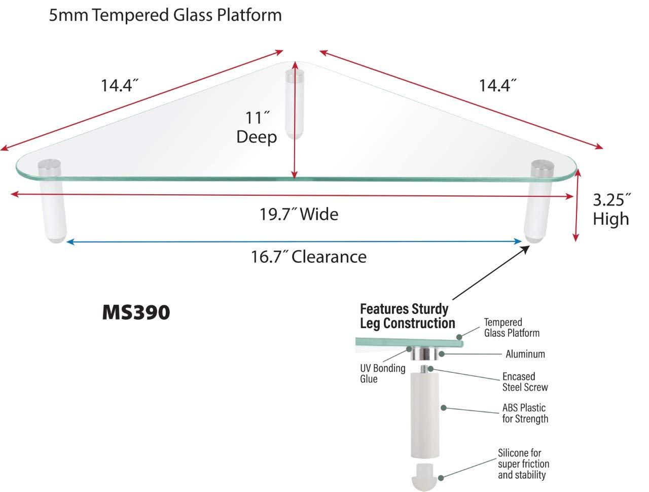 Kantek Kantek Corner Desk Glass Computer Monitor Stand Riser, 5mm Tempered Glass Platform, Holds Up to 40 Lbs, Keyboard Storage, 19.7\" X 11\" X 3.25\", Clear