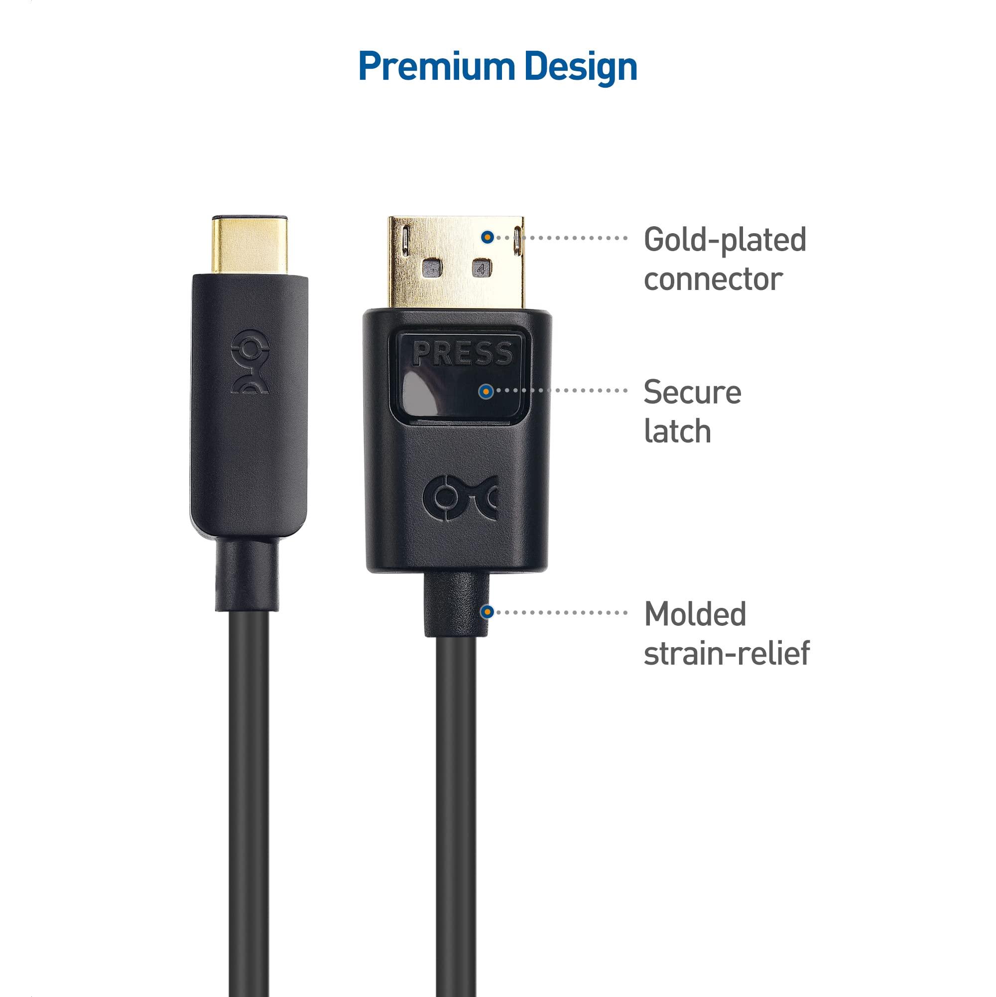 Cable Matters Cable Matters USB C to DisplayPort 1.4 Cable 6 ft, Support 8K@60Hz, 4K@240Hz (Thunderbolt 4 to DisplayPort Cable, DisplayPort to USB C Cable) Black - Not for Portable USB-C Monitor