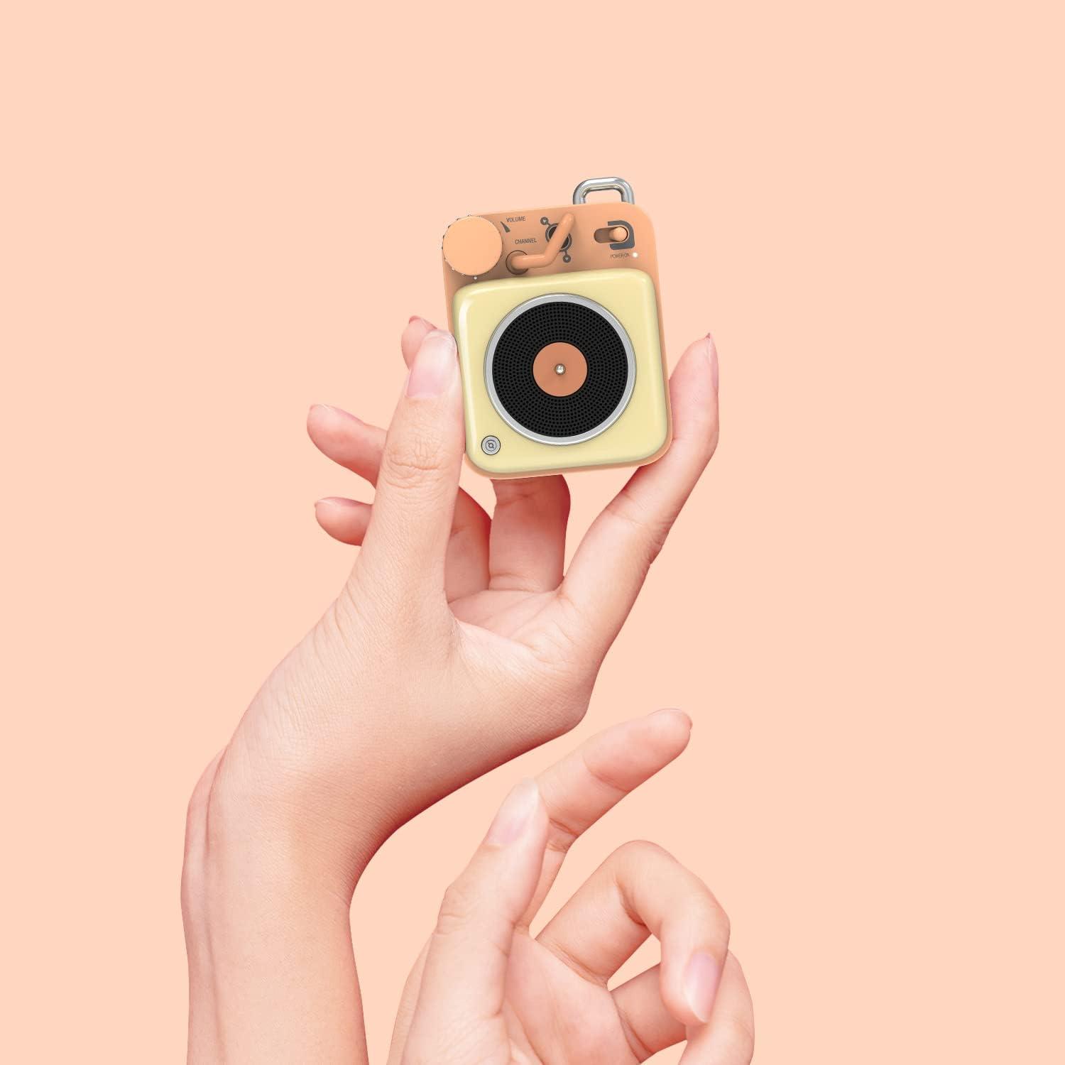 Muzen Muzen Mini Bluetooth Speaker, Button Portable Metal Small Cute Wireless Speaker, Rechargeable HiFi Loud Volume Audio Speaker with Portable Lanyard and Gift Box, Classic Retro Decor Gift