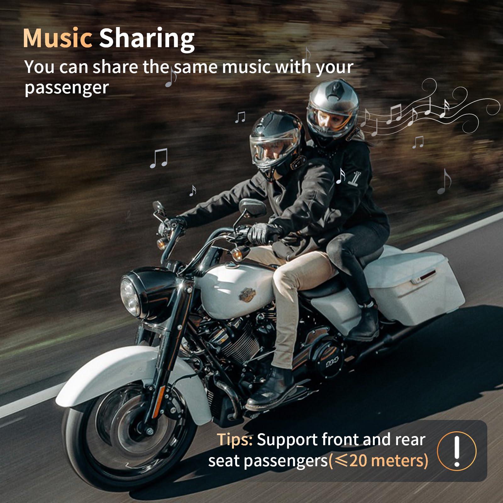 Fodsports Fodsports FX8 Pro Motorcycle Communication Systems with Customized HRSQS Speakers, Dual-Chip Audio Multitasking, One-Click Fast Pairing, Music Sharing, FM 10 Riders Group Intercom, 2 Pack