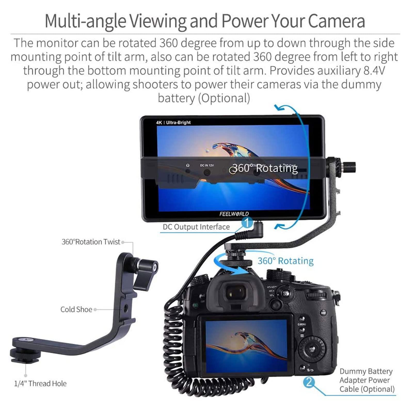 FEELWORLD FEELWORLD LUT6 6 Inch Ultra Bright 2600nits HDR/3D LUT Touch Screen DSLR Camera Field Monitor with Waveform VectorScope Histogram 4K HDMI Input Output