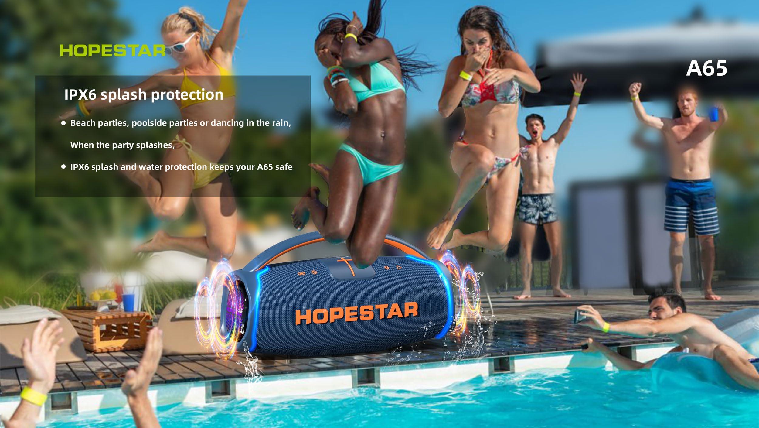 WorryFree Gadgets WorryFree Gadgets 300W Portable Speaker Wireless Bluetooth Audio Big Bass with Handle, Microphone, Hopestar Series (Blue)