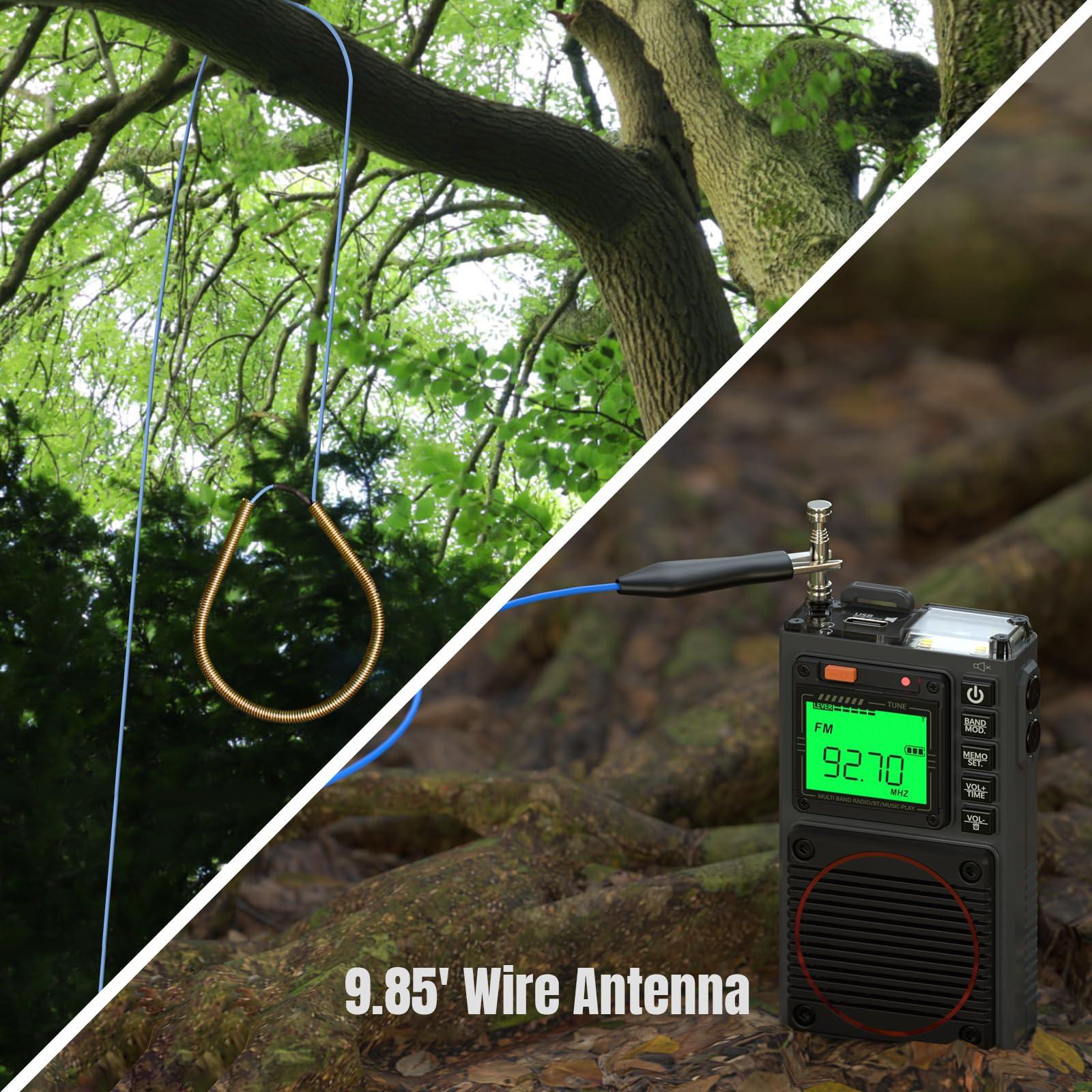 Raddy Raddy RF75A APP Control Shortwave Radio, Portable AM/FM/VHF/SW/WB Weather Radio, Pocket Radio Rechargeable w/ 9.85 Ft Wire Antenna