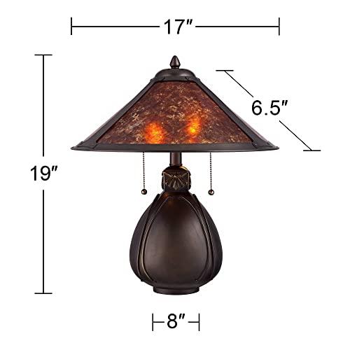 Robert Louis Tiffany Robert Louis Tiffany Nell Art Deco Tiffany Style Small Accent Table Lamp 19" High Bronze Brown Antique Pottery Ceramic Natural Mica Shade Decor for Bedroom House Bedside Nightstand Home Office