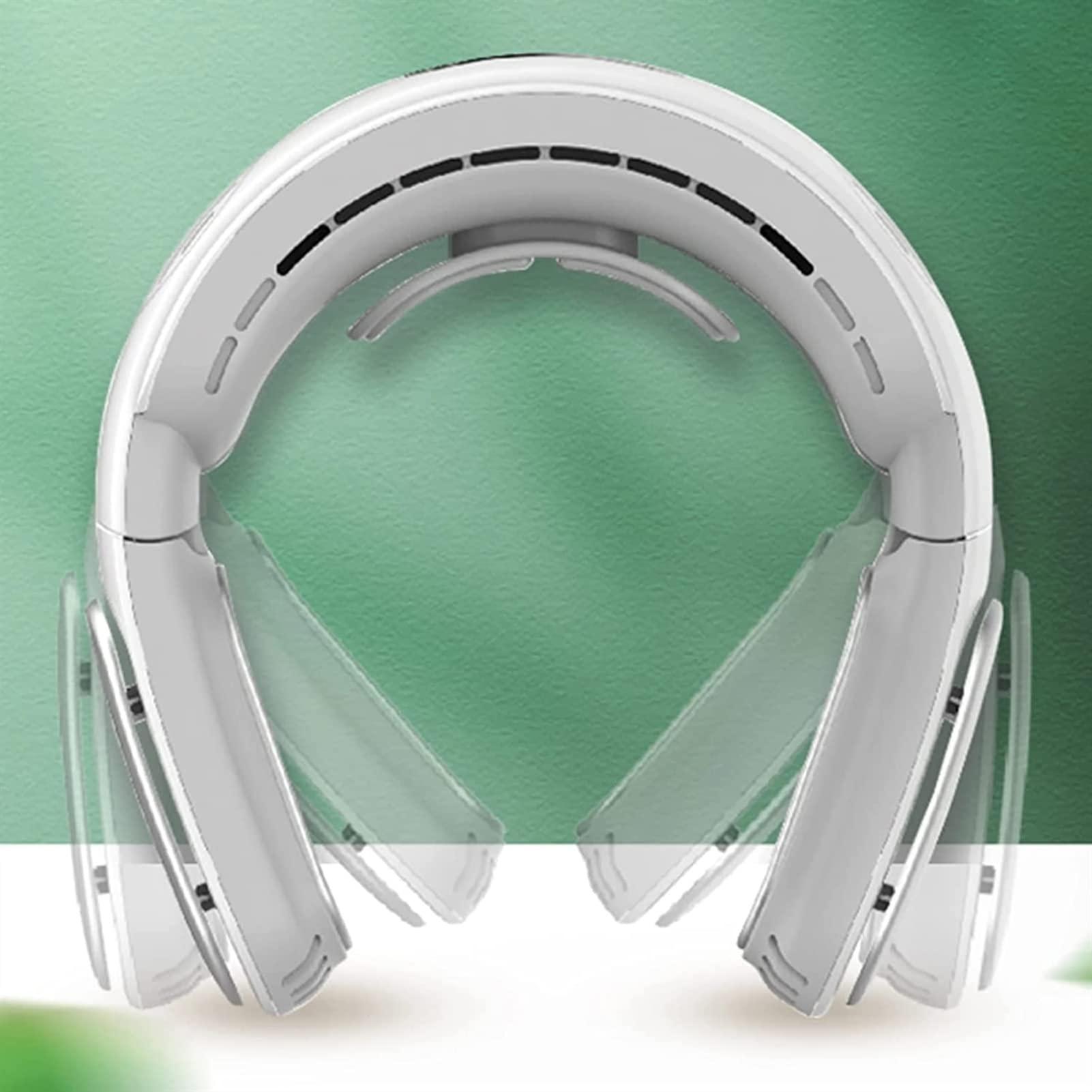 HFRUUWSEHJJKK Rechargeable Personal Fan for Neck, USB Wearable Fan for Outdoor, Home, Office, with Neck Brace and 2 Cooling Plate,White (White)