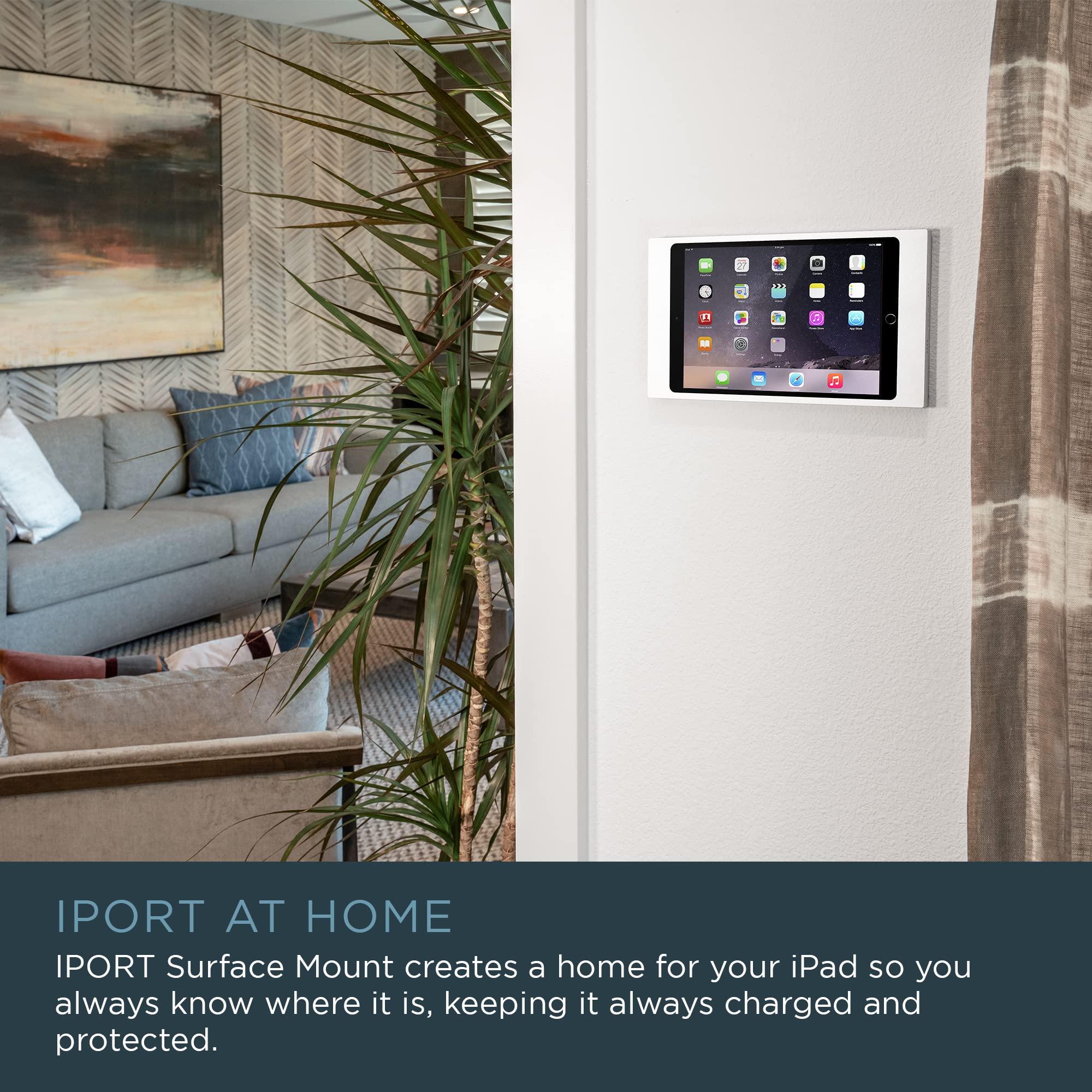 iPort iPort 70808 Surface Mount System iPad Wall Mount Slim & Secure iPad 10.2" (9th, 8th, 7th Gen) Enclosure | Built-in PoE Charging | Aluminum Flush Wall Dock for Smart Home & Commercial Use Black