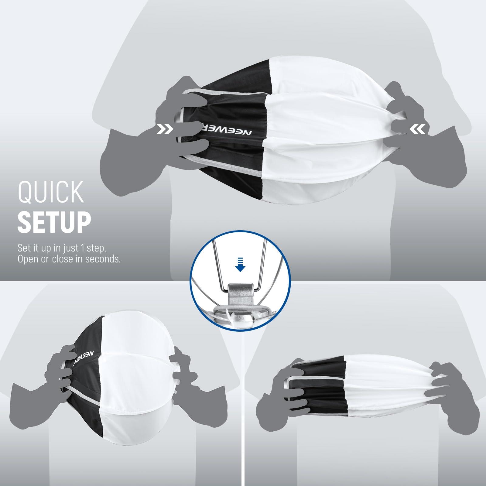 NEEWER NEEWER HS60B Mini Video Light with App Control, 60W Handheld Portable Bi Color COB LED Continuous Output Lighting with NS7L 12"/30cm Lantern Softbox for Photo Video Live Stream Portrait