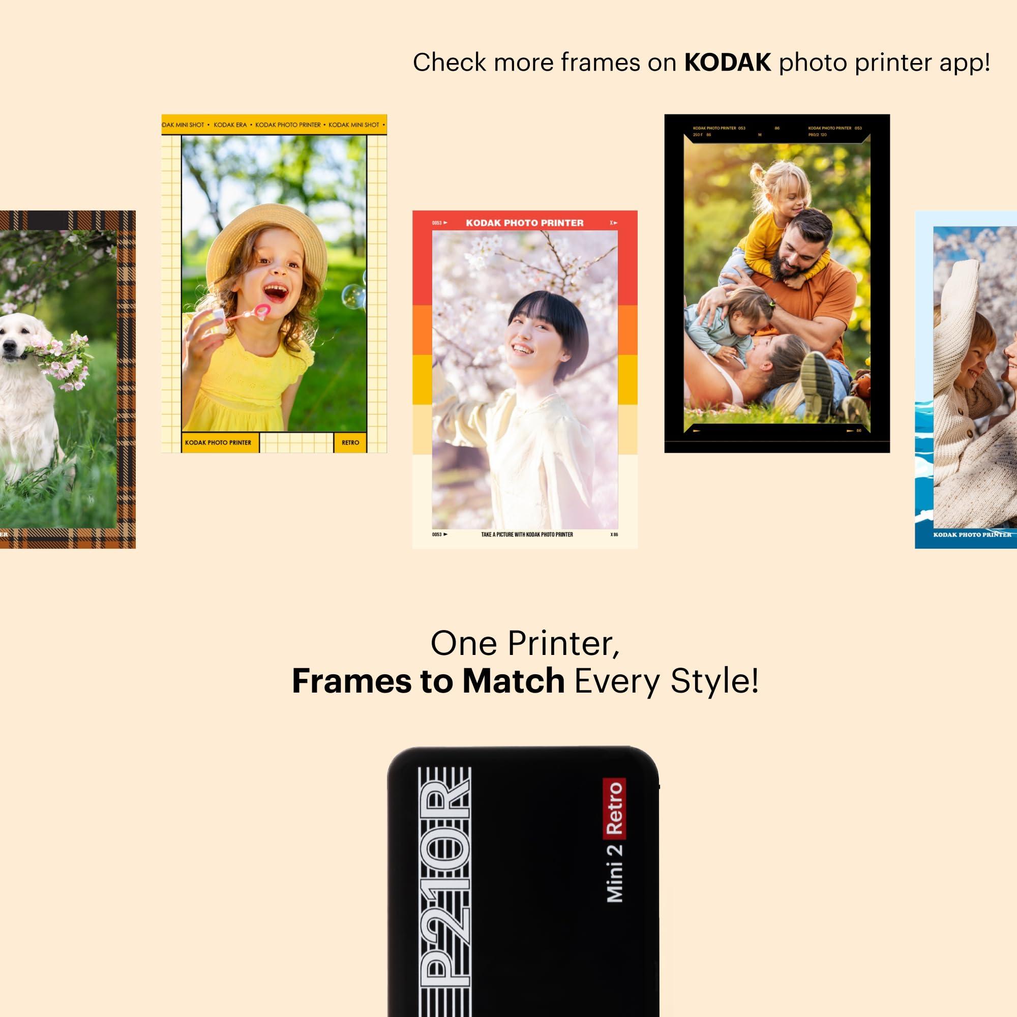 KODAK KODAK Mini 2 Retro 4PASS Portable Photo Printer (2.1x3.4 inches) + 8 Sheets, White