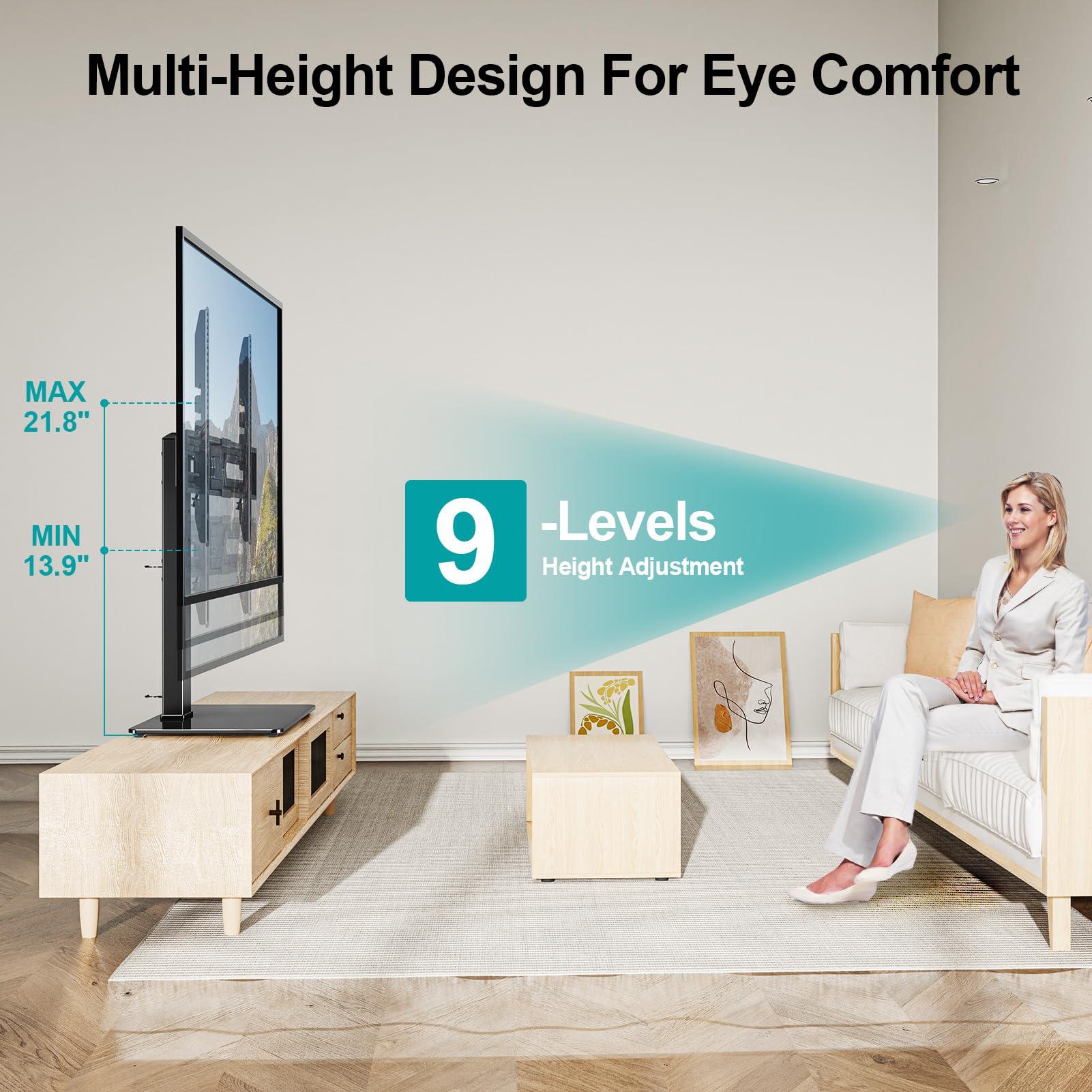 MOUNT PRO MOUNT PRO Universal Swivel TV Stand Base, Table Top TV Stand for 37 to 65, 70, 75 Inch LCD LED TVs, Height Adjustable TV Mount Stand with Tempered Glass Base, Holds up to 88lbs, Max VESA 600x400mm