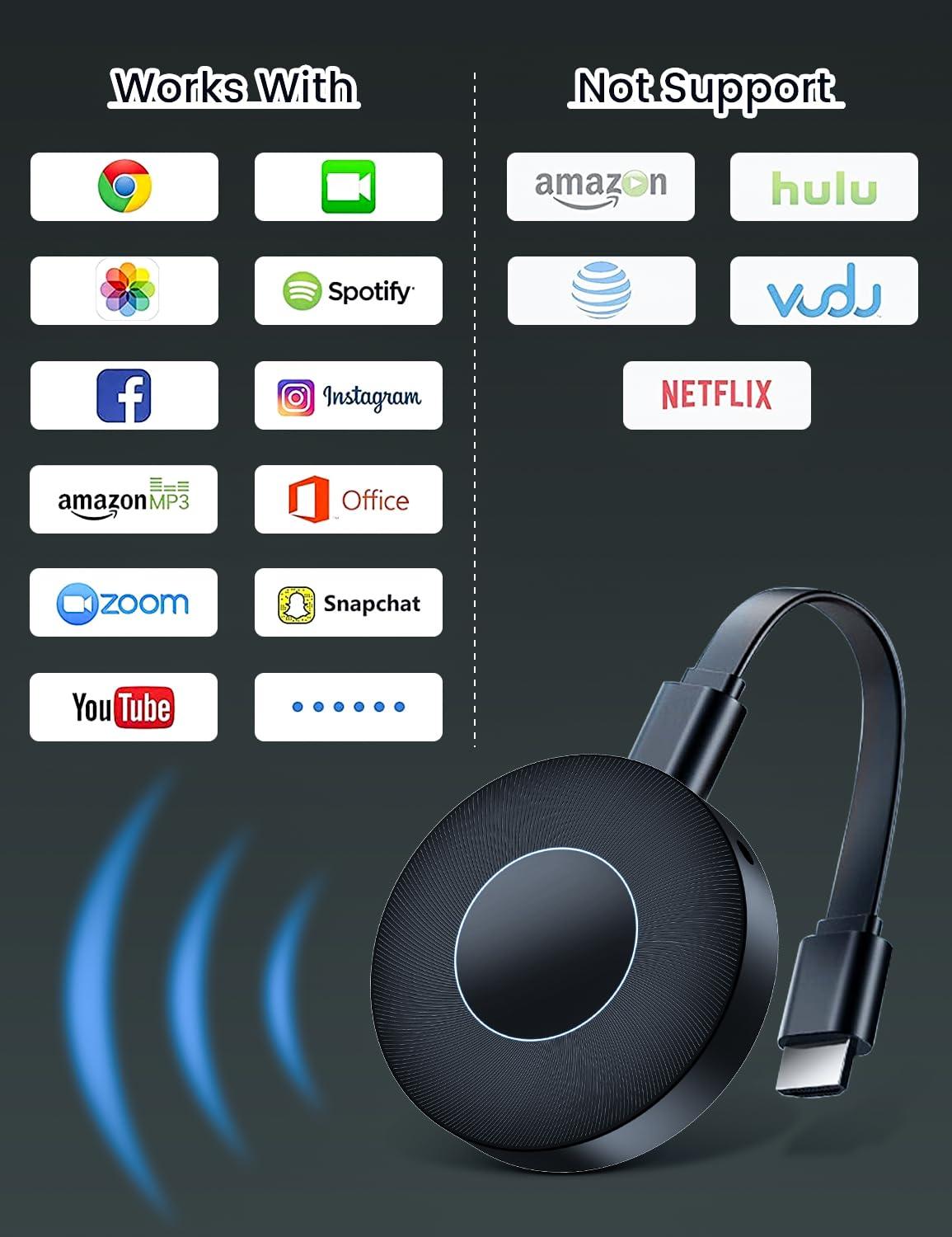 PEDUMMY Wireless HDMI Display Dongle Adapter, Plug & Play 1080P/60Hz, 2.4/5G Streaming from Laptop,Smartphone to HDTV, Monitor, Projector,Supports iOS, Android,Windows,Mac OS